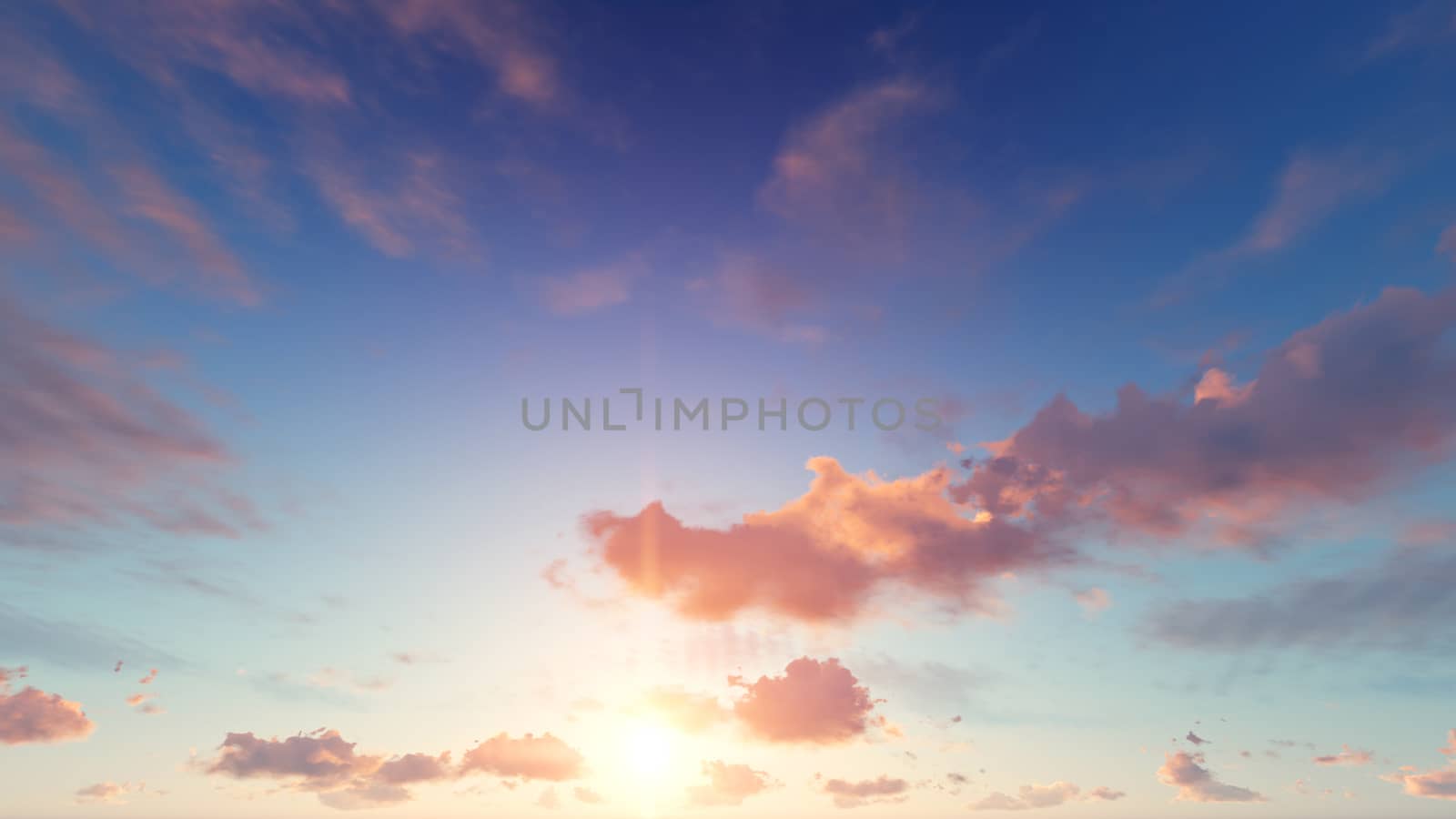 Cloudy blue sky abstract background, blue sky background with tiny clouds, 3d rendering

