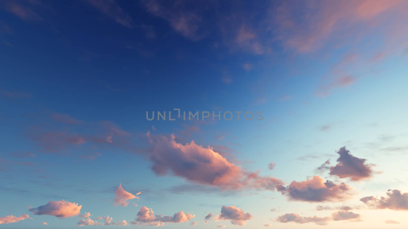 Cloudy blue sky abstract background, blue sky background with tiny clouds, 3d rendering

