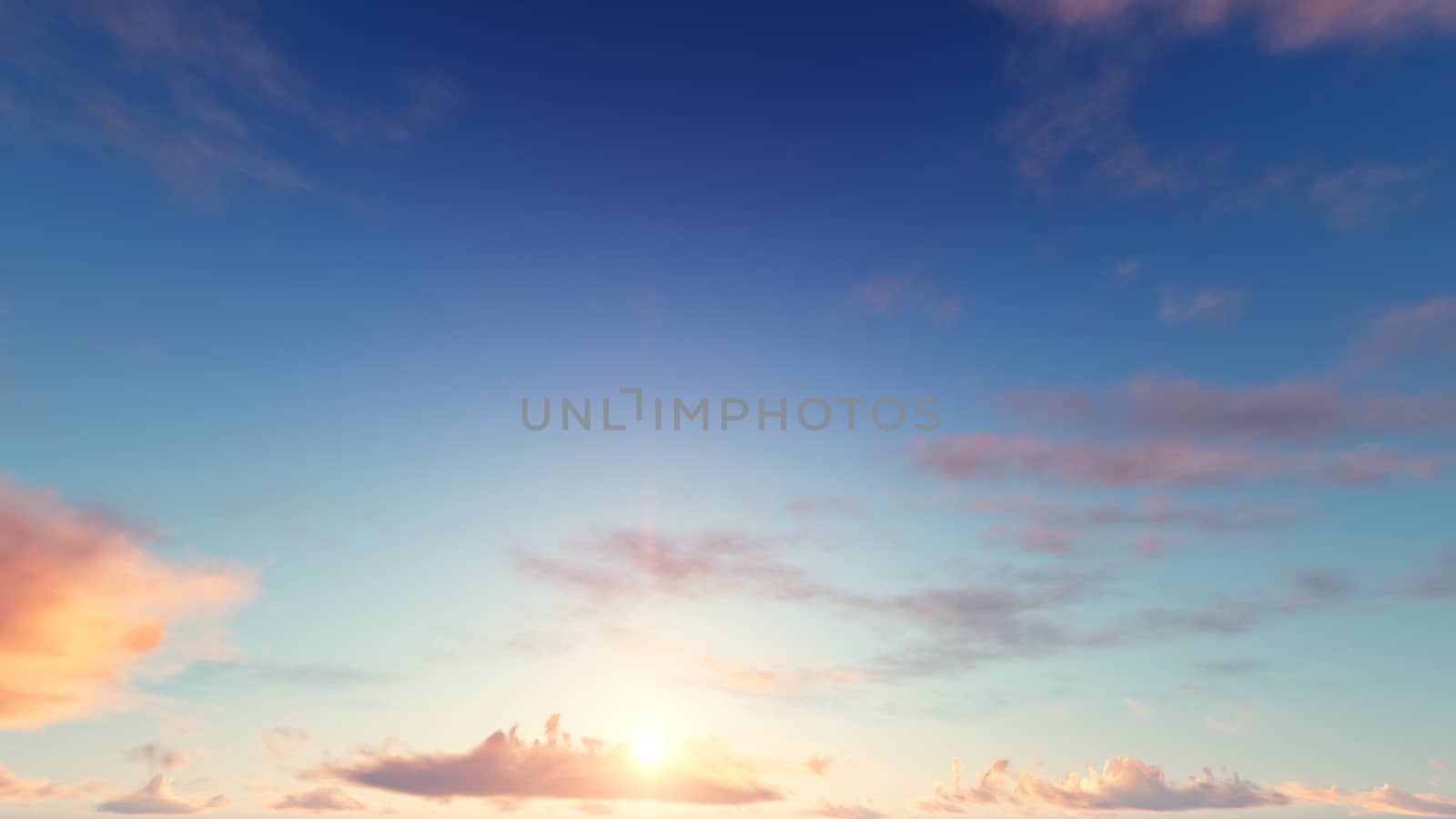 Cloudy blue sky abstract background, blue sky background with tiny clouds, 3d rendering

