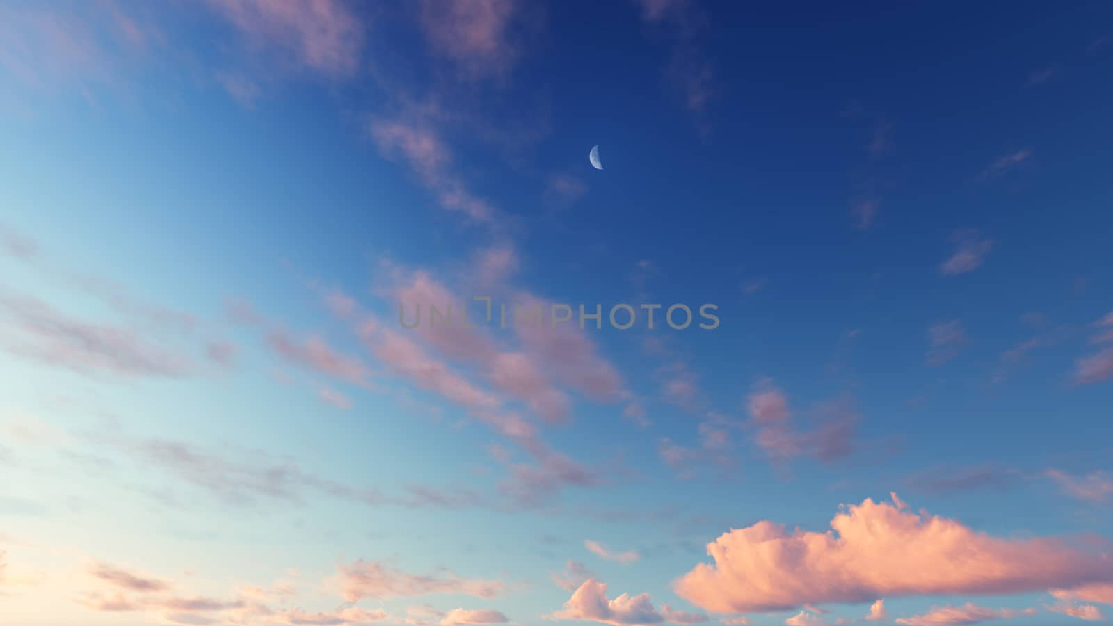 Cloudy blue sky abstract background, blue sky background with tiny clouds, 3d rendering

