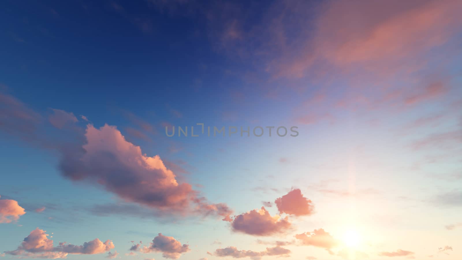 Cloudy blue sky abstract background, blue sky background with tiny clouds, 3d rendering

