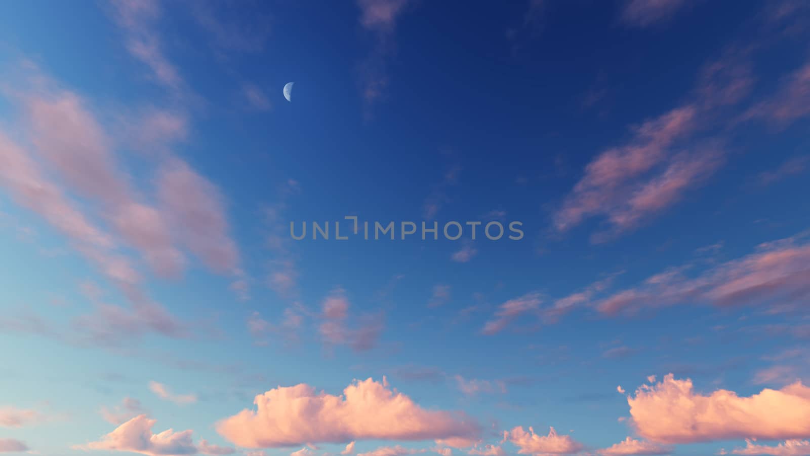 Cloudy blue sky abstract background, blue sky background with tiny clouds, 3d rendering

