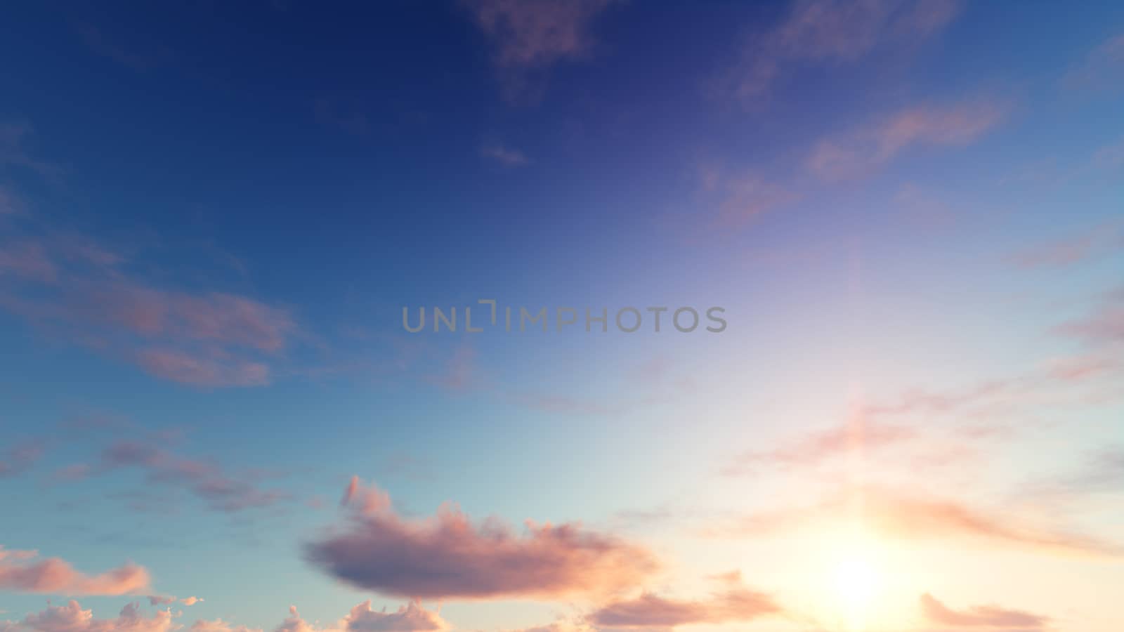 Cloudy blue sky abstract background, blue sky background with tiny clouds, 3d rendering

