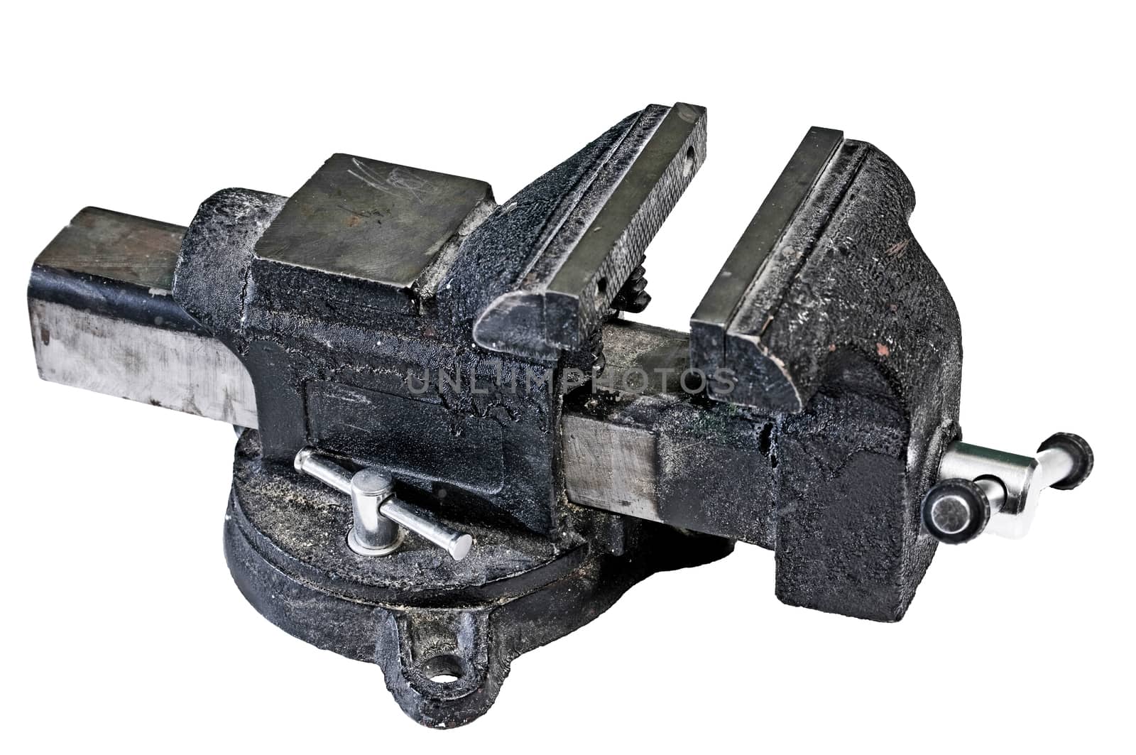 An open vise isolated on pure white