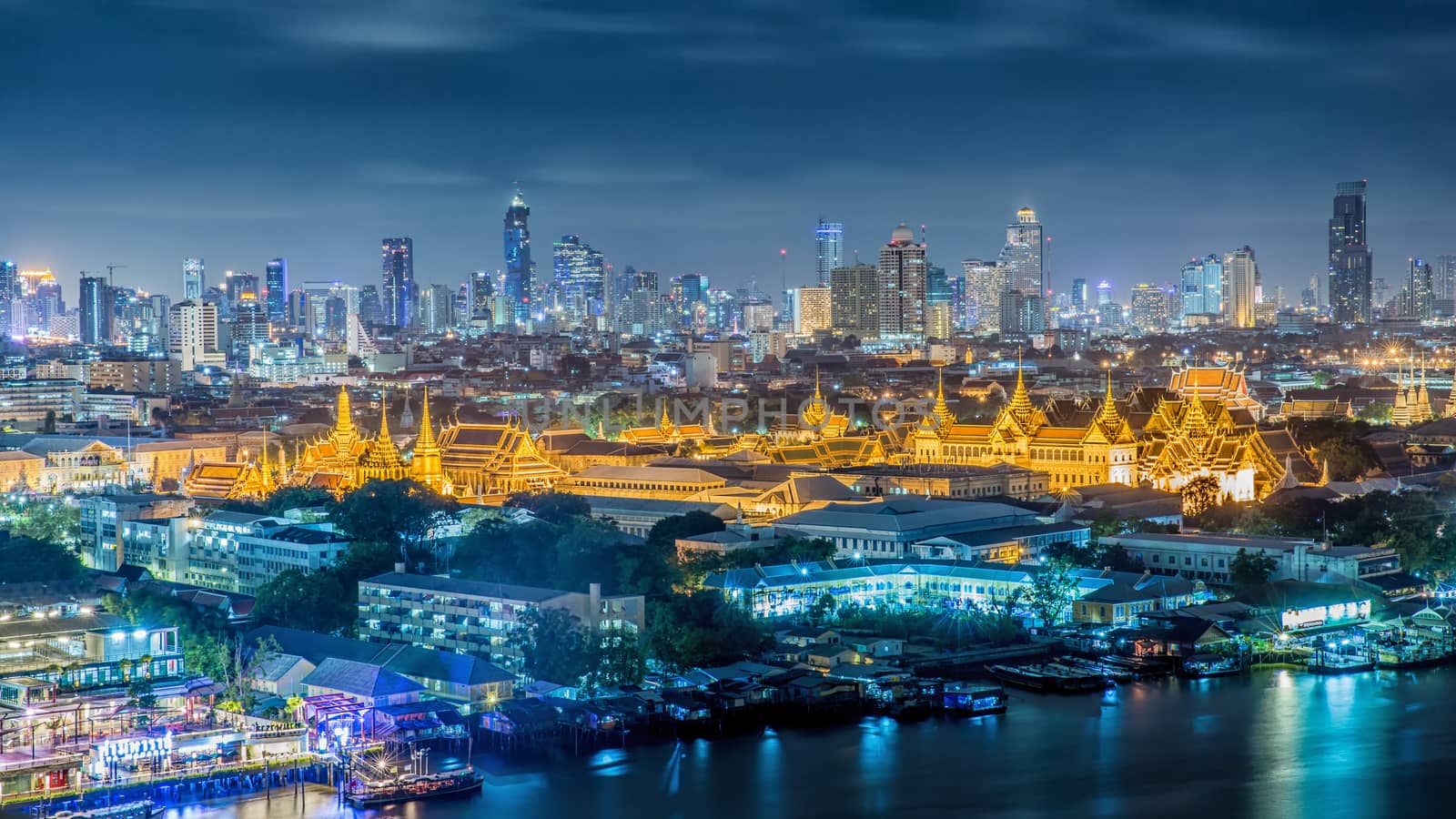 Grand palace at twilight in Bangkok, Thailand by chanwity