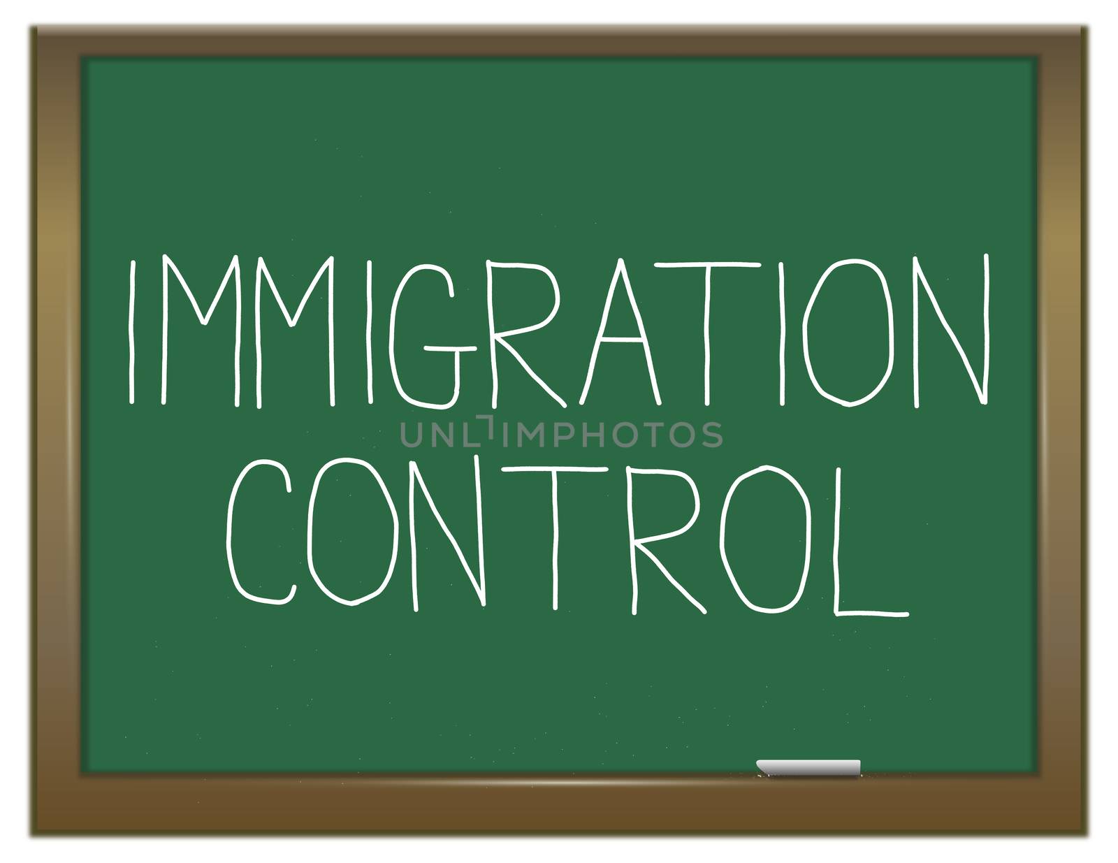 Illustration depicting a green chalkboard with an immigration control concept.