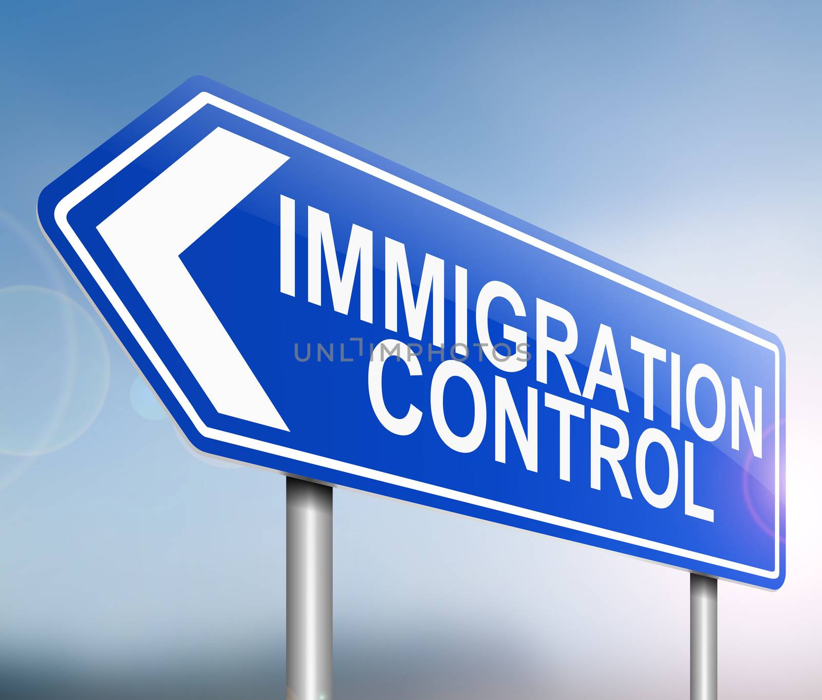 Illustration depicting a sign with an immigration control concept.