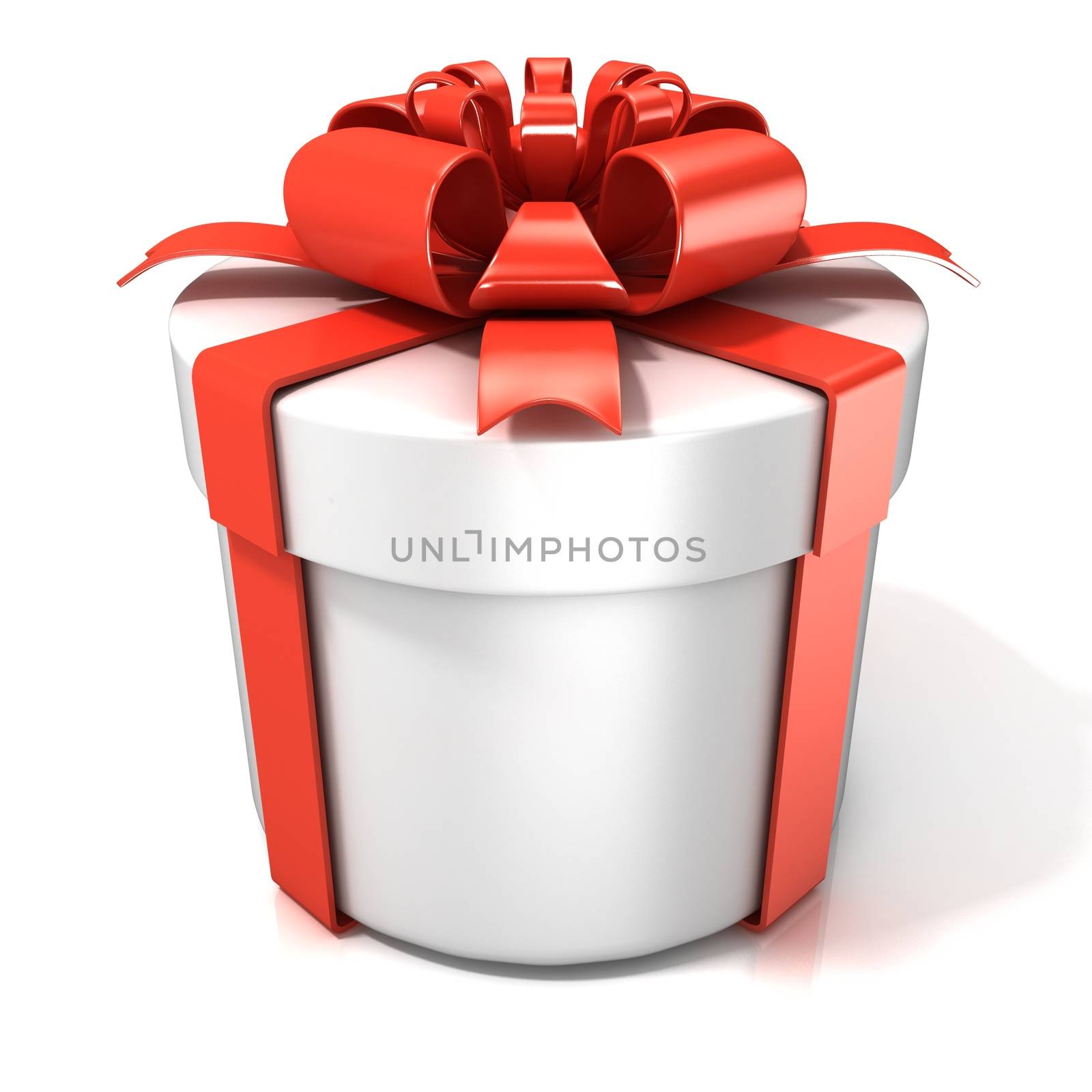 White cylinder gift box isolated on white background