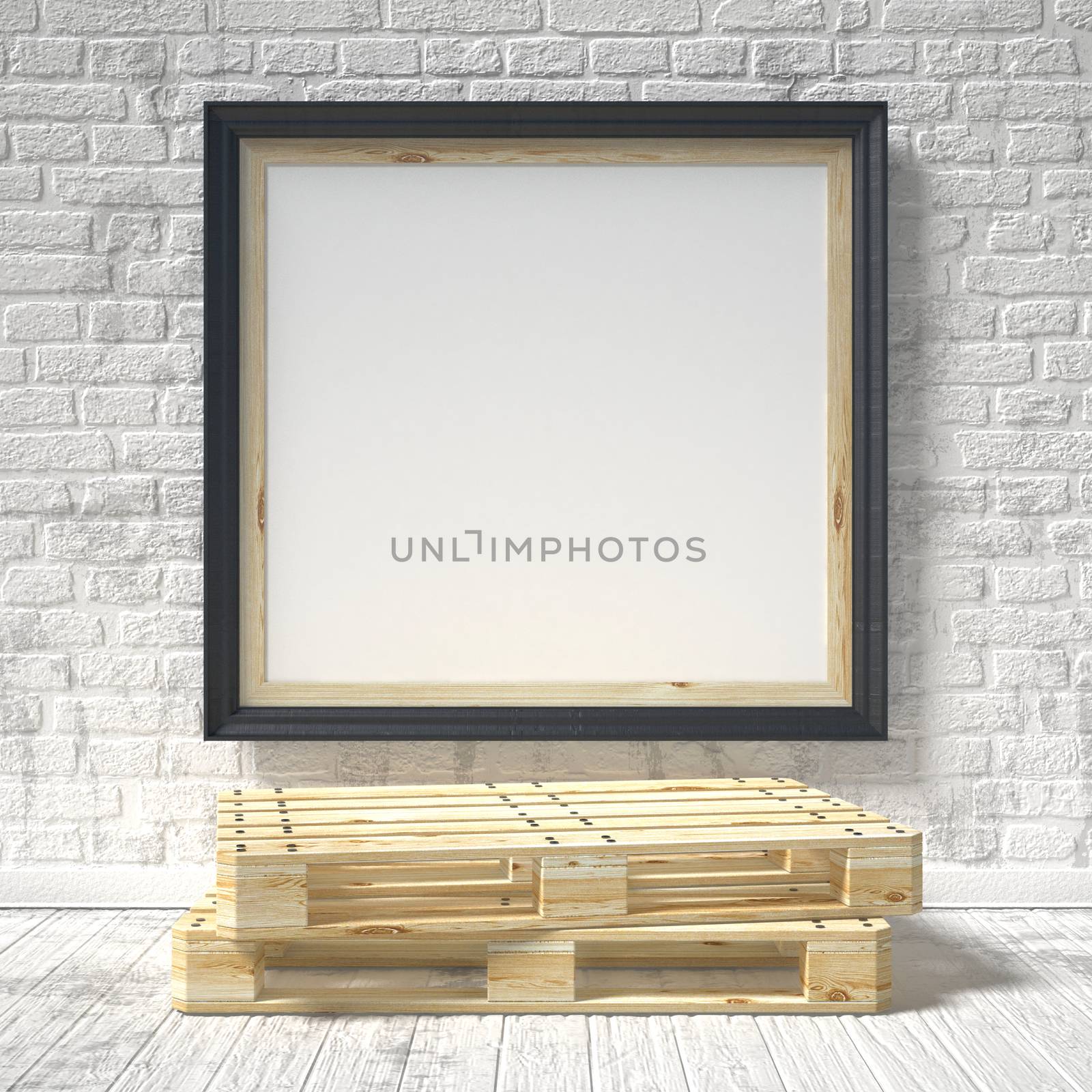 Mock up poster with wooden pallet. 3D by djmilic