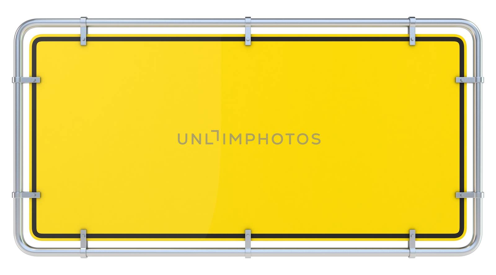 Blank framed warning sign. 3D render illustration isolated on white background