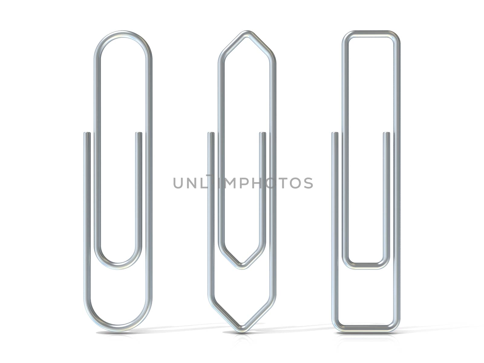 Paper clips isolated over white background, Three basic shapes.  by djmilic