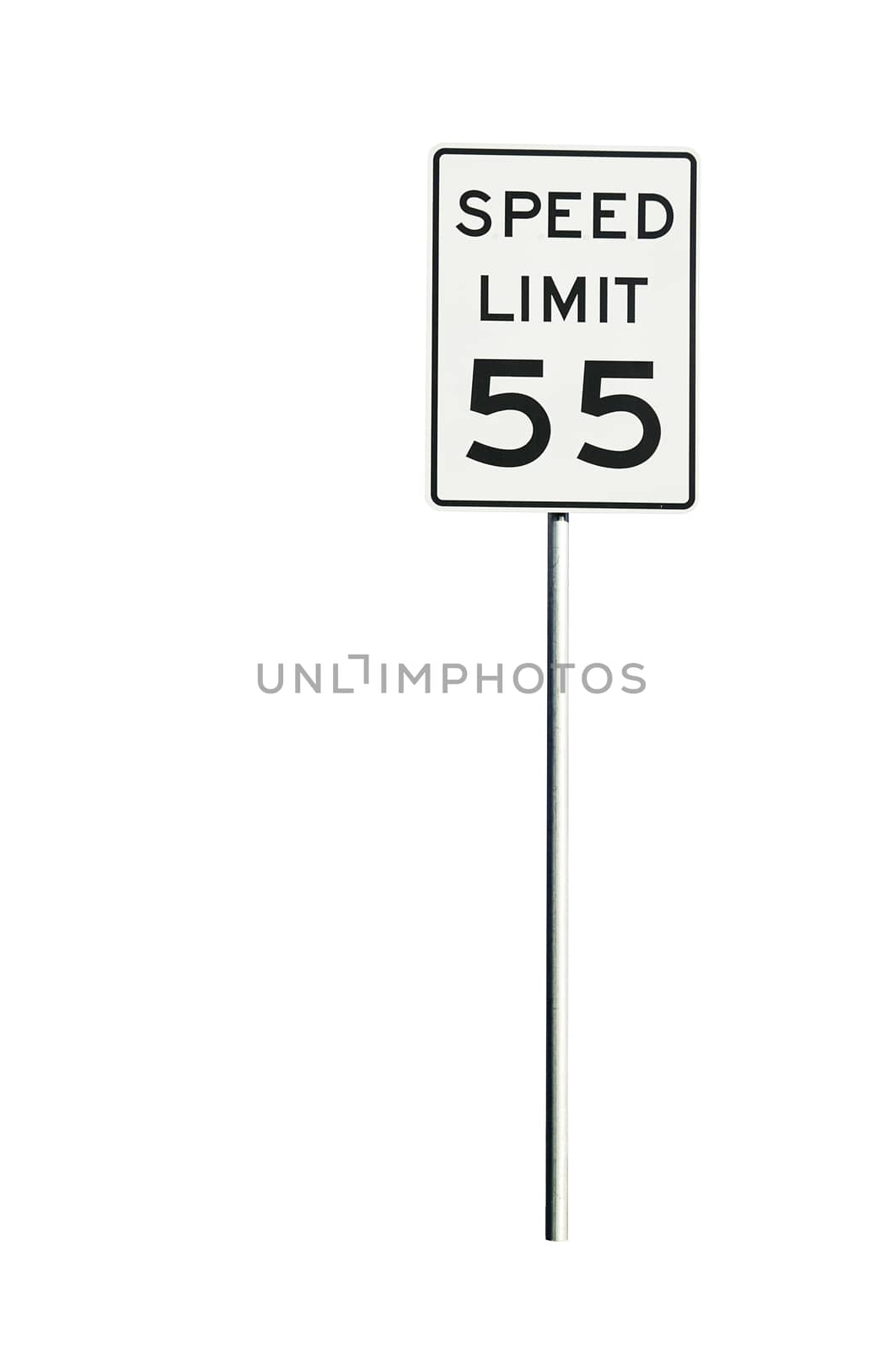 USA speed limit sign isolated on a white background with a clipping path