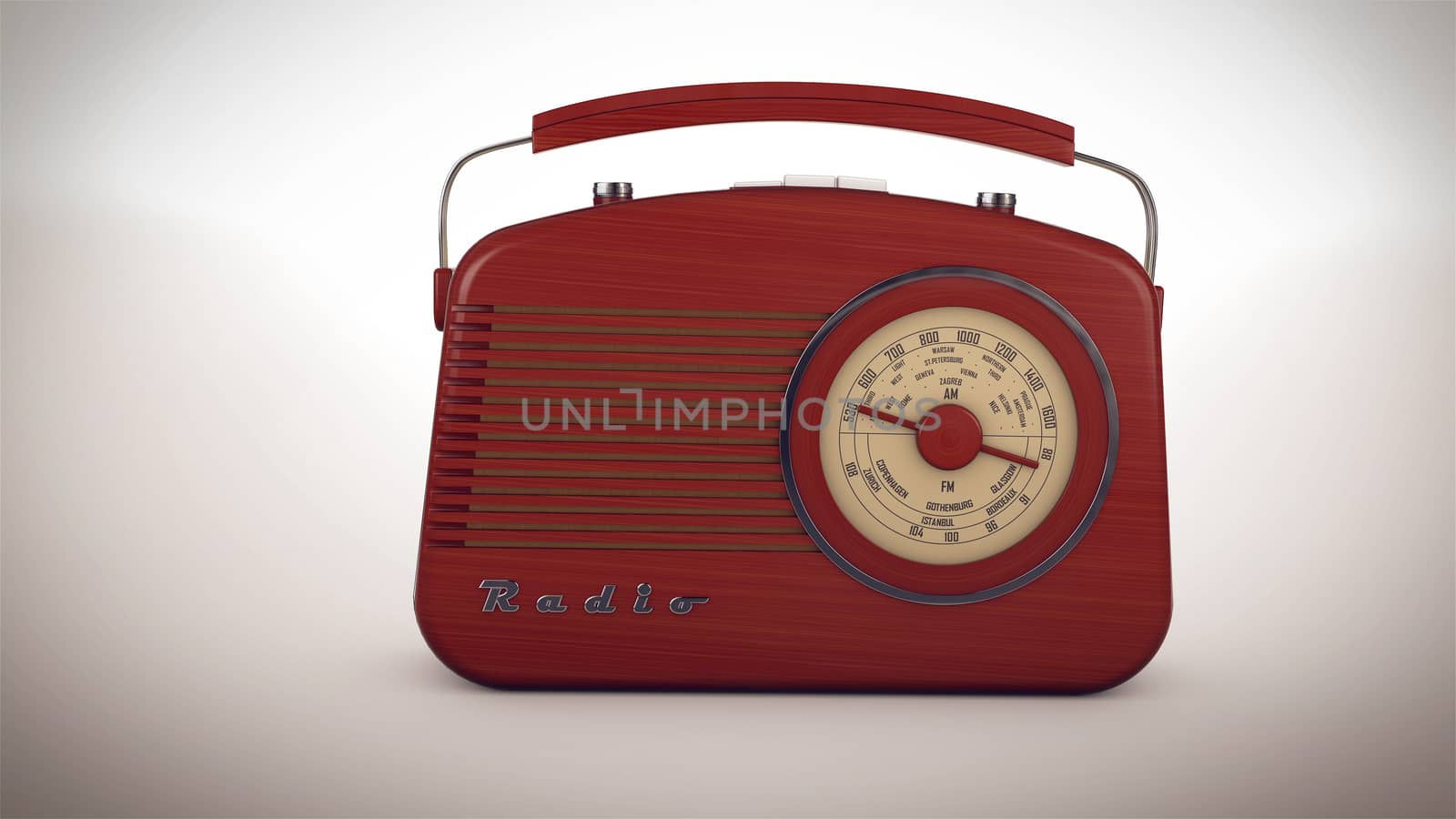 3D rendering of Red Radio receiver on white background