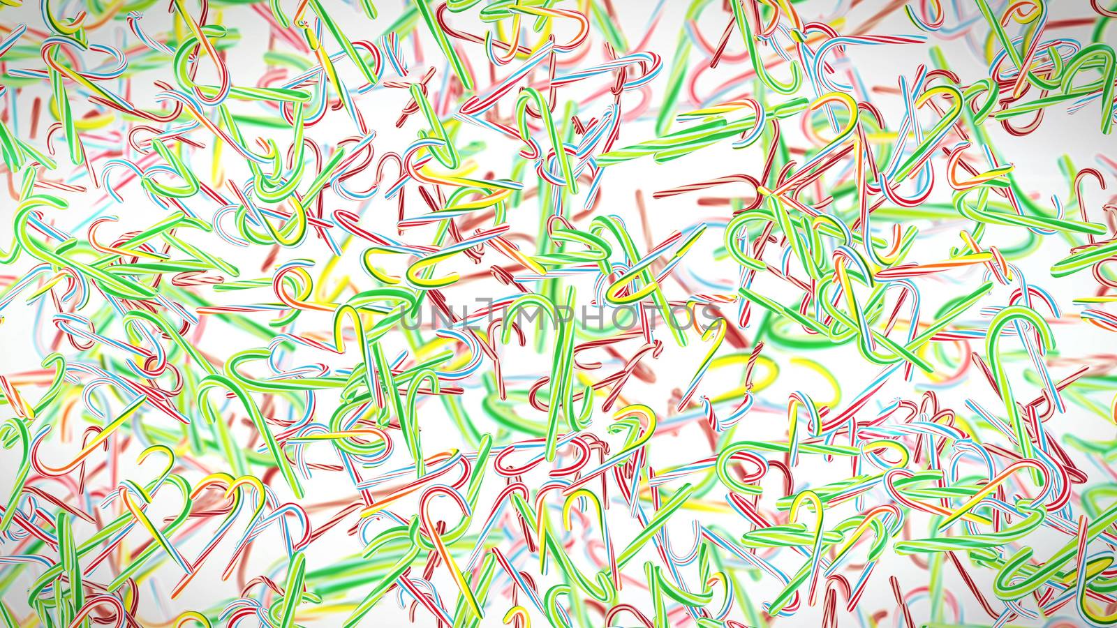 3D rendering of Christmas peppermint candy cane with stripes.