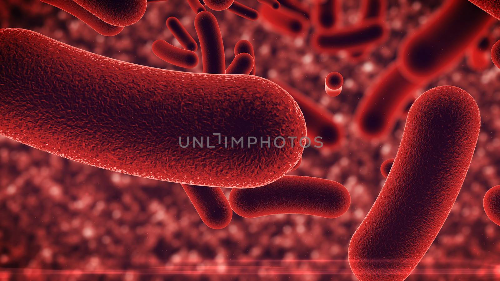 3D illustration. Bacteria virus under microscope. 