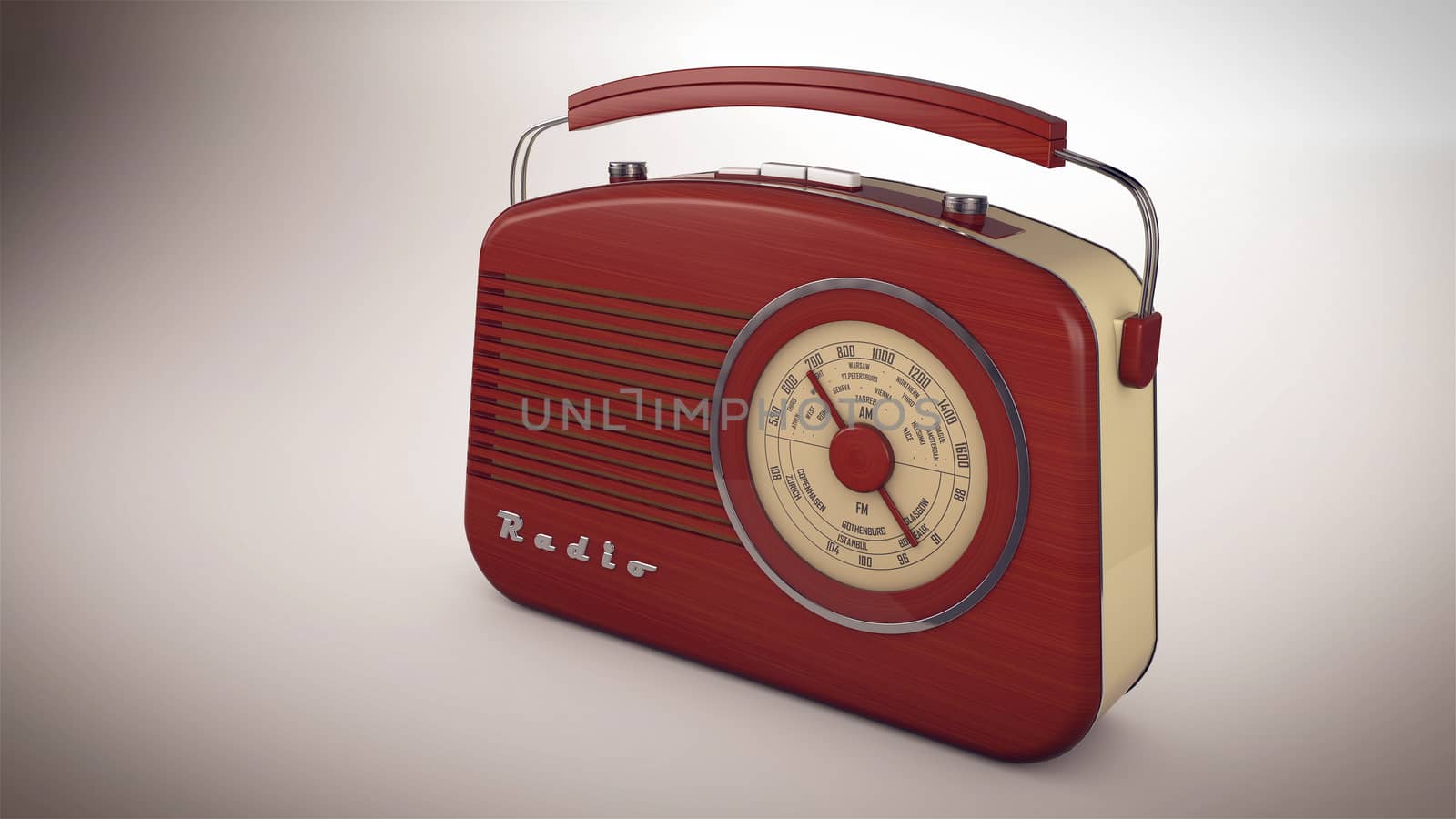 3D rendering of Red Radio receiver in perspective view
