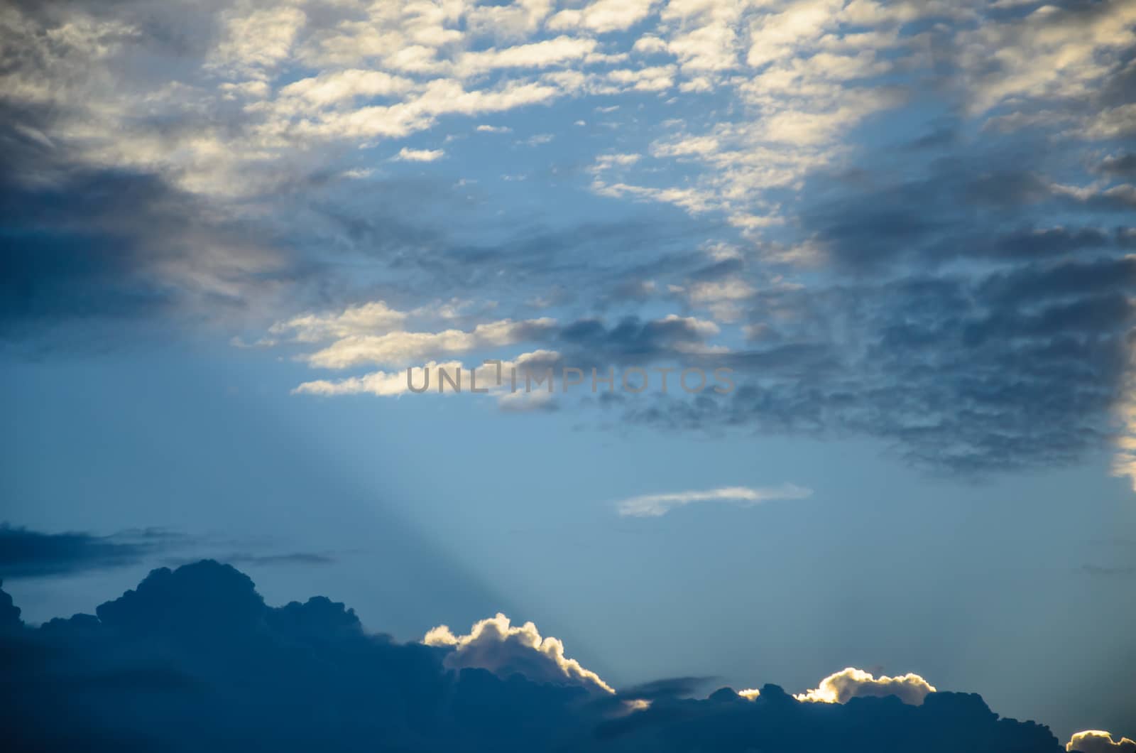 Clouds in the blue sky background by worrayuth