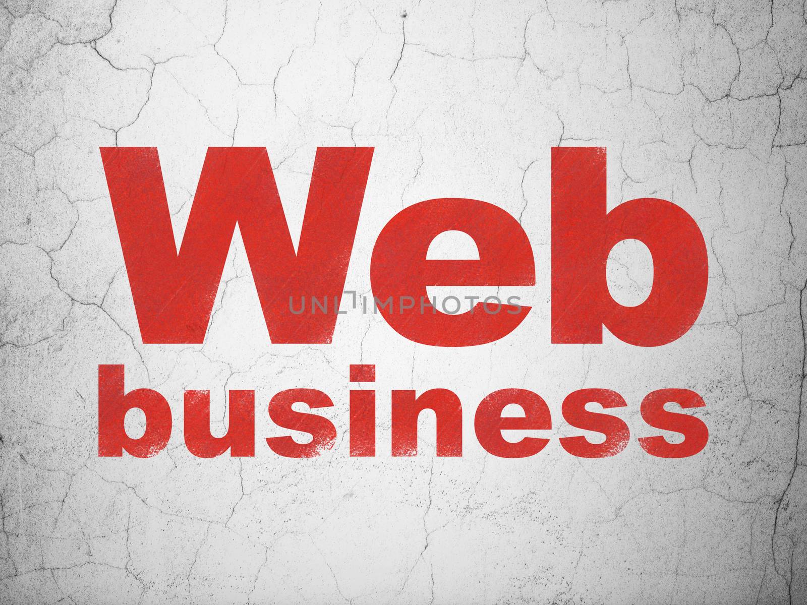 Web design concept: Red Web Business on textured concrete wall background
