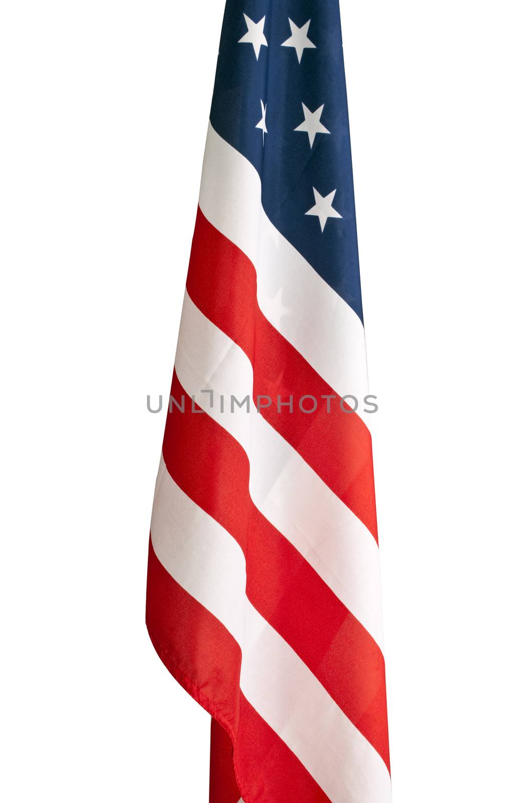 School room American flag isolated on white with a clipping path.