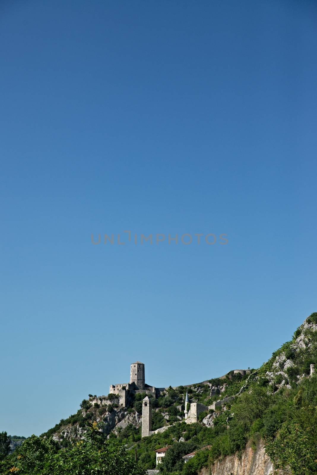 nice Panoramic view of Pocitelj, medieval city in Bosnia and Hercegovina