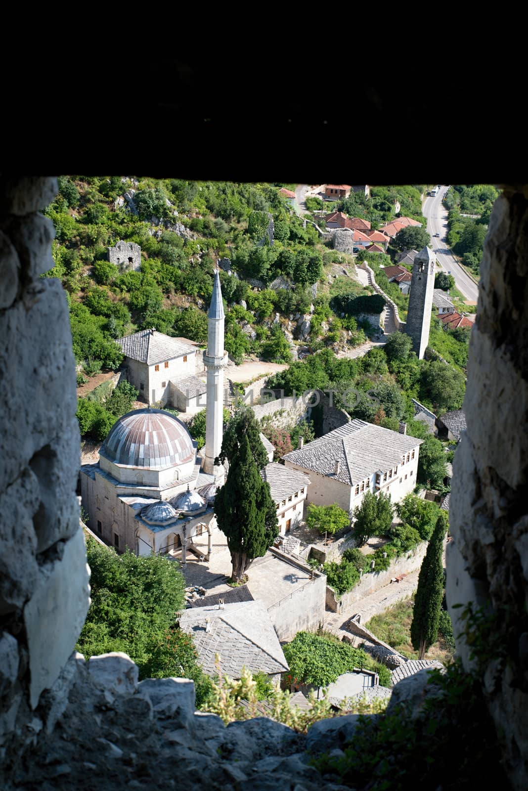 nice Panoramic view of Pocitelj, medieval city in Bosnia and Hercegovina