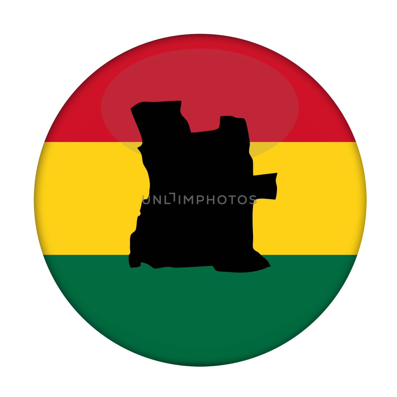 Angola map on a Rastafarian flag button by speedfighter