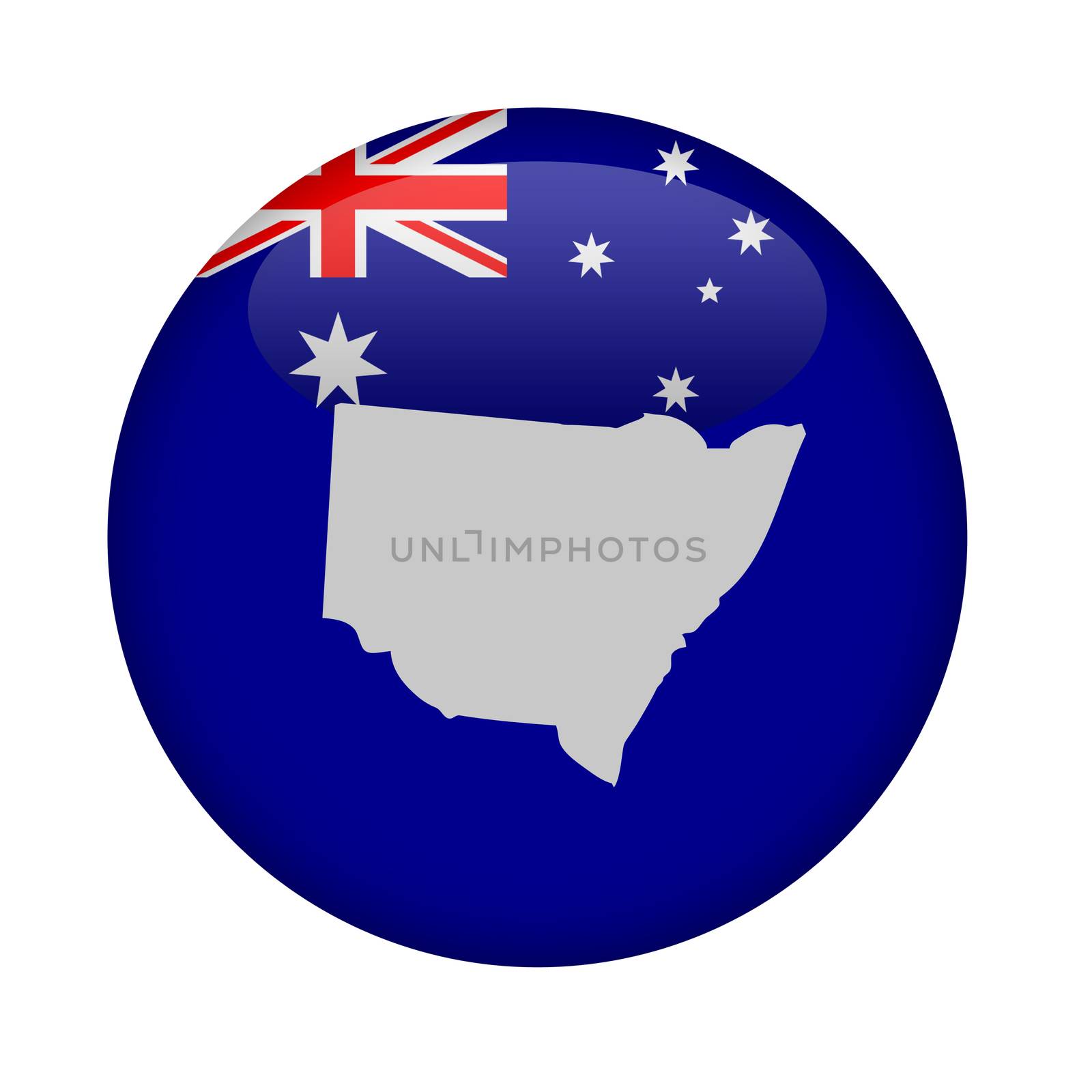 Australia state of New South Wales button on a white background.