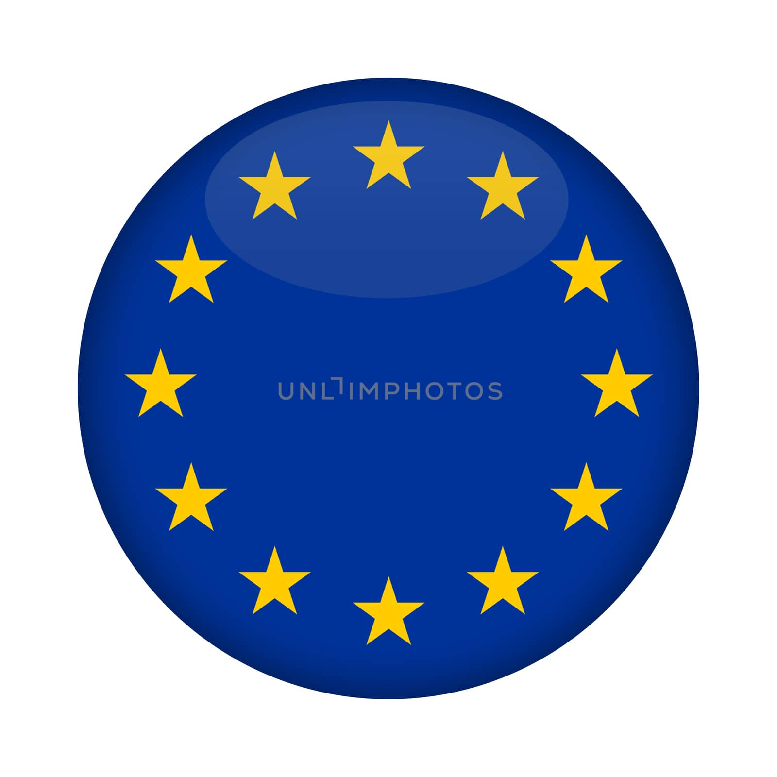 Blank Euro Flag button isolated on a white background.