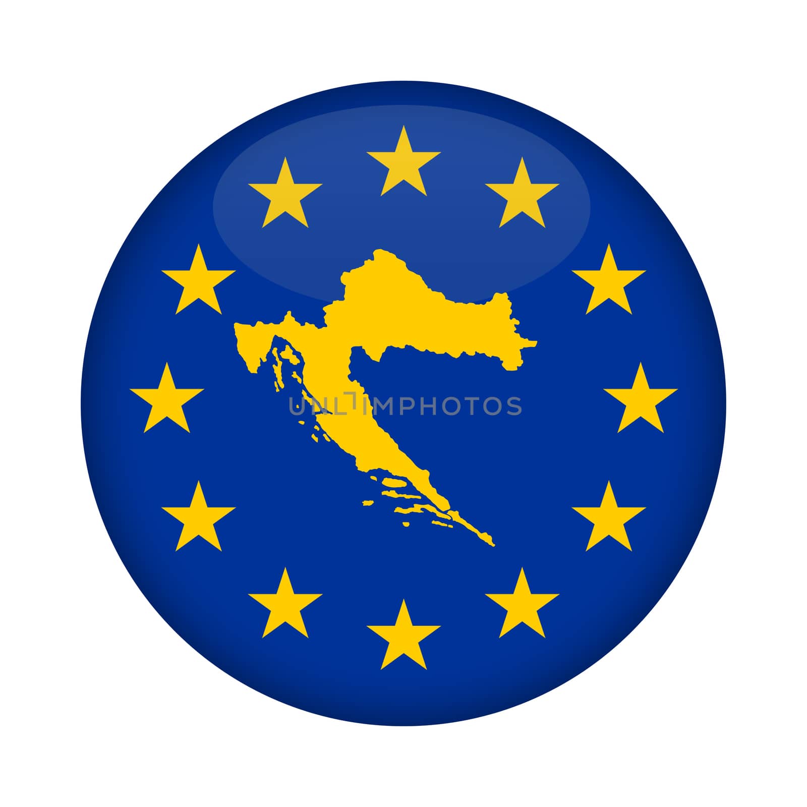 Croatia map European Union flag button by speedfighter