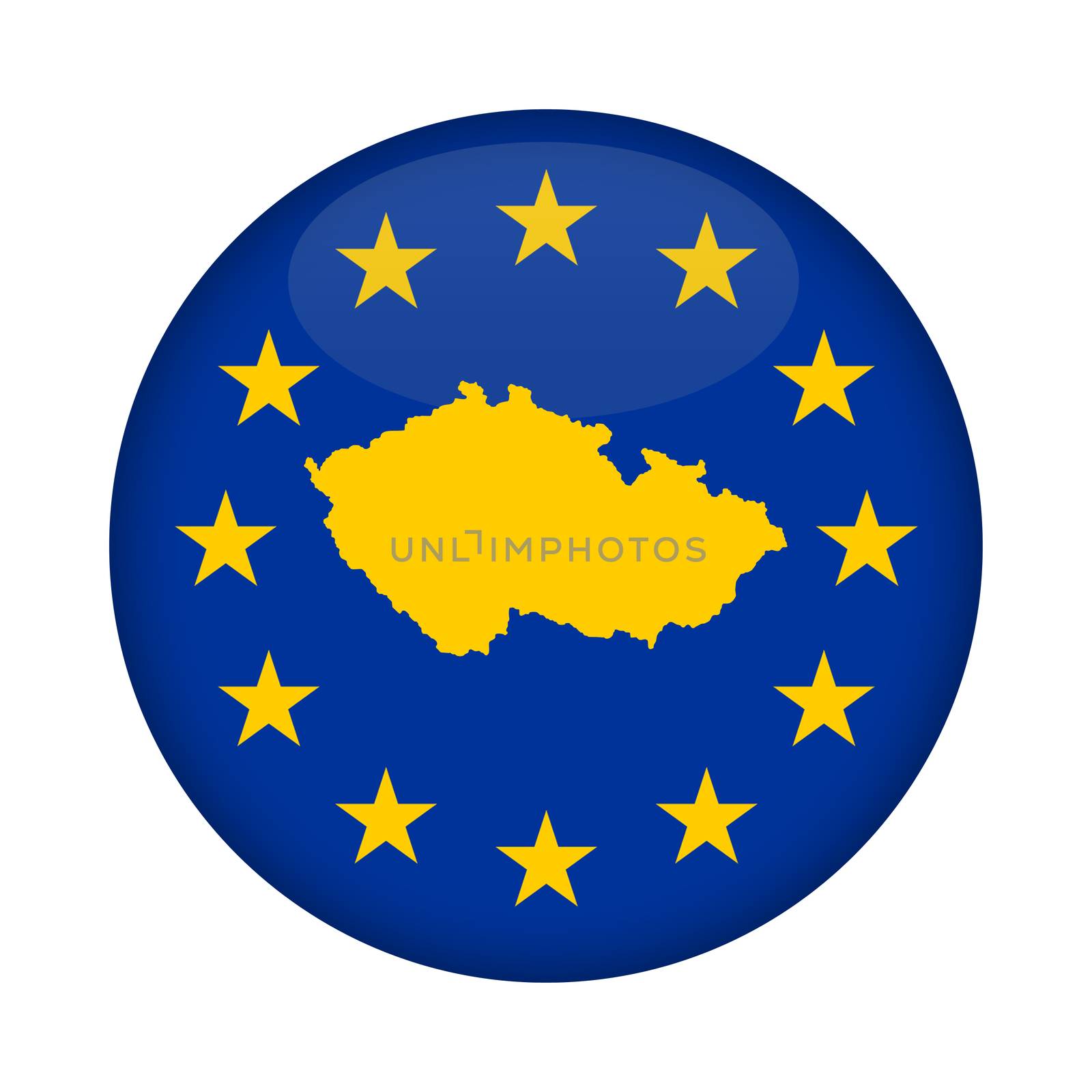 Czech Republic map European Union flag button by speedfighter