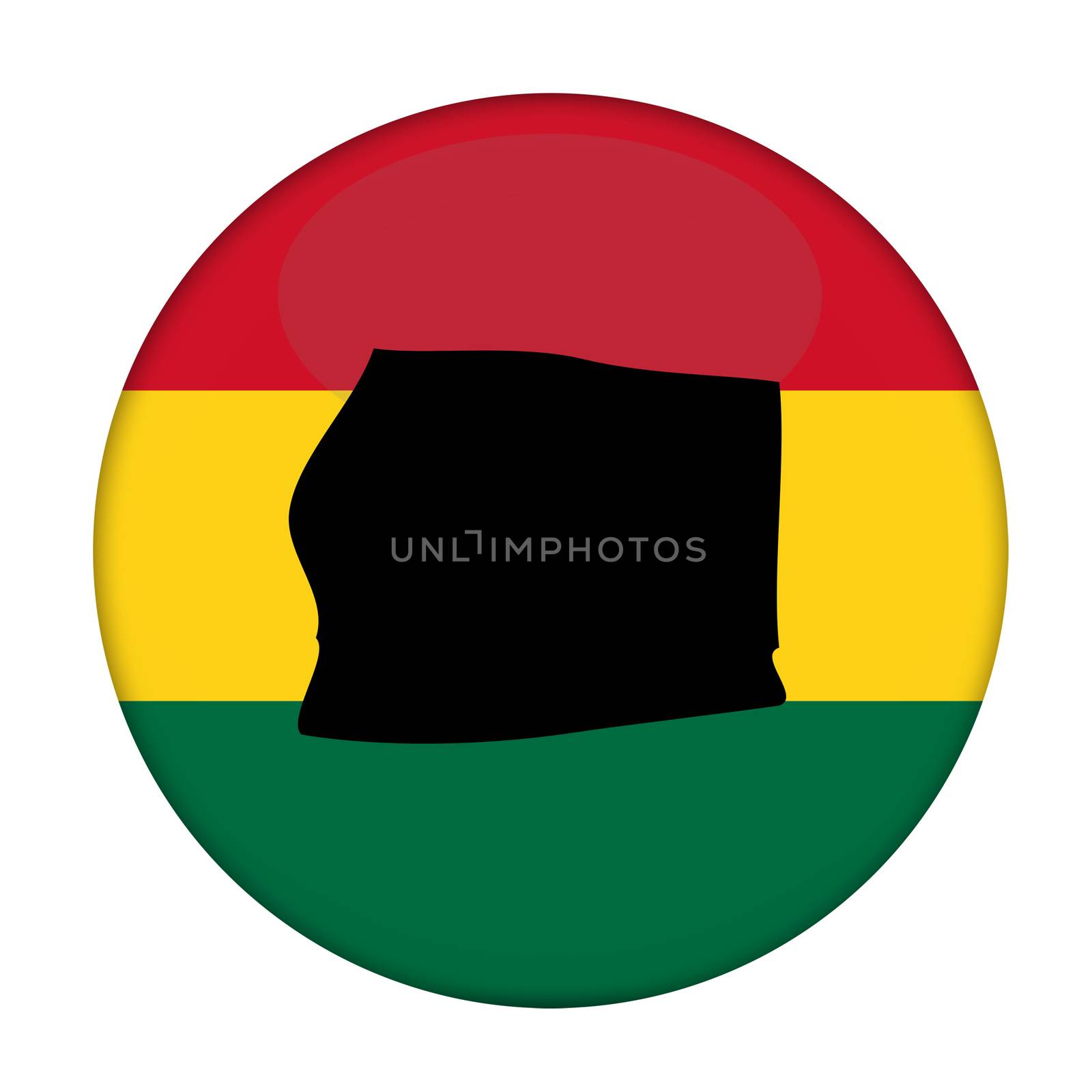 Equatorial Guinea map on a Rastafarian flag button, white background.