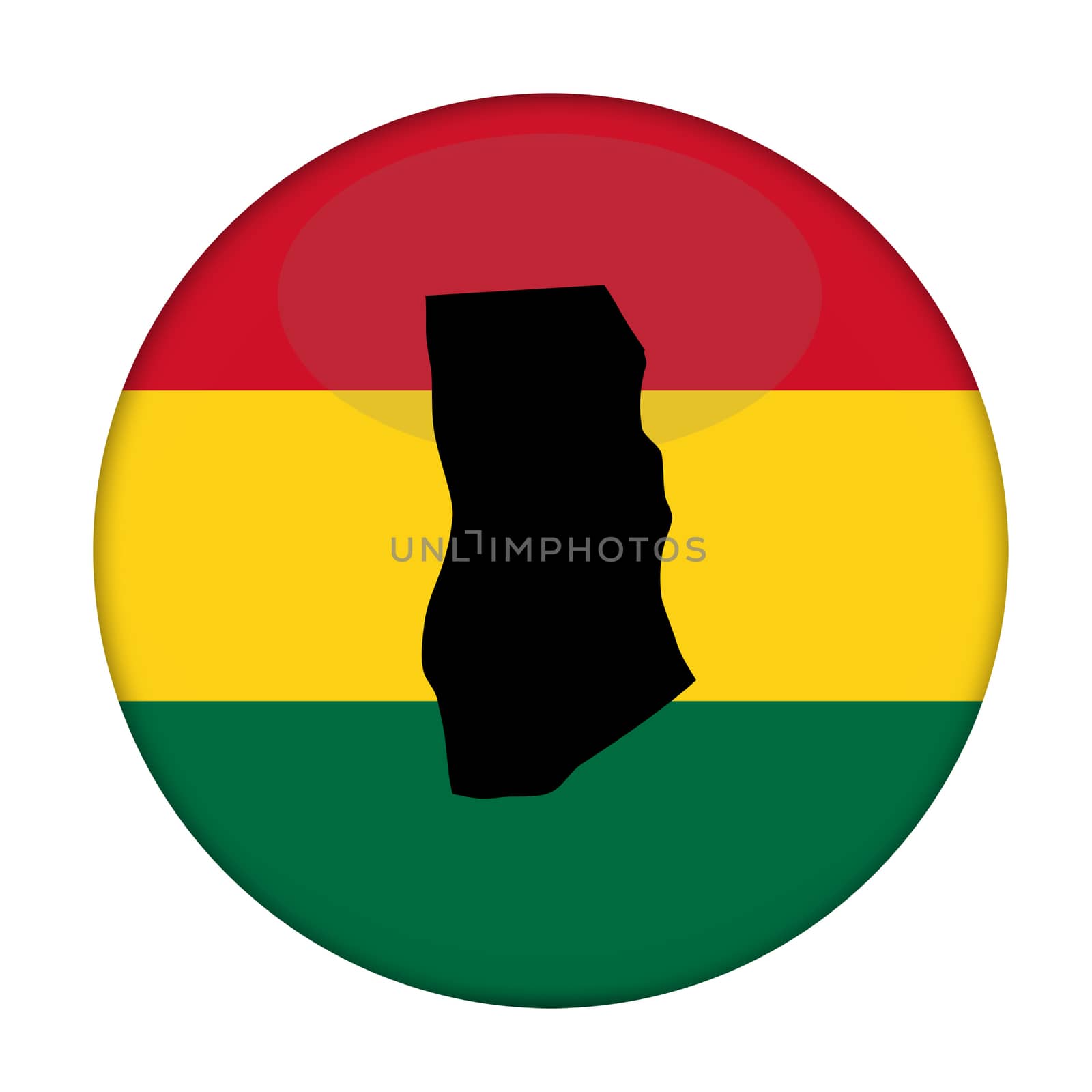 Ghana map on a Rastafarian flag button by speedfighter