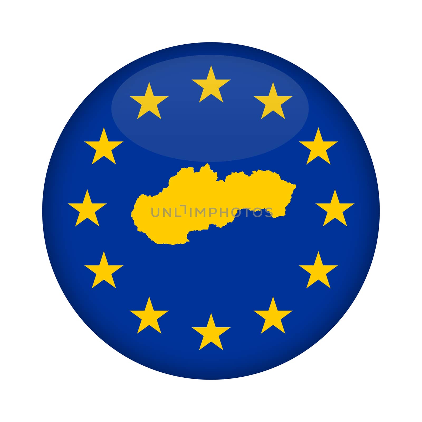 Slovakia map European Union flag button by speedfighter