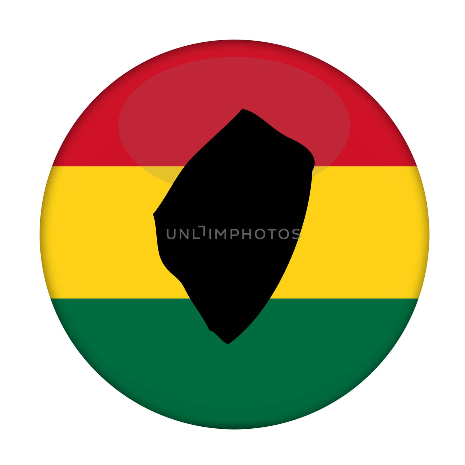 Swaziland map on a Rastafarian flag button, white background.