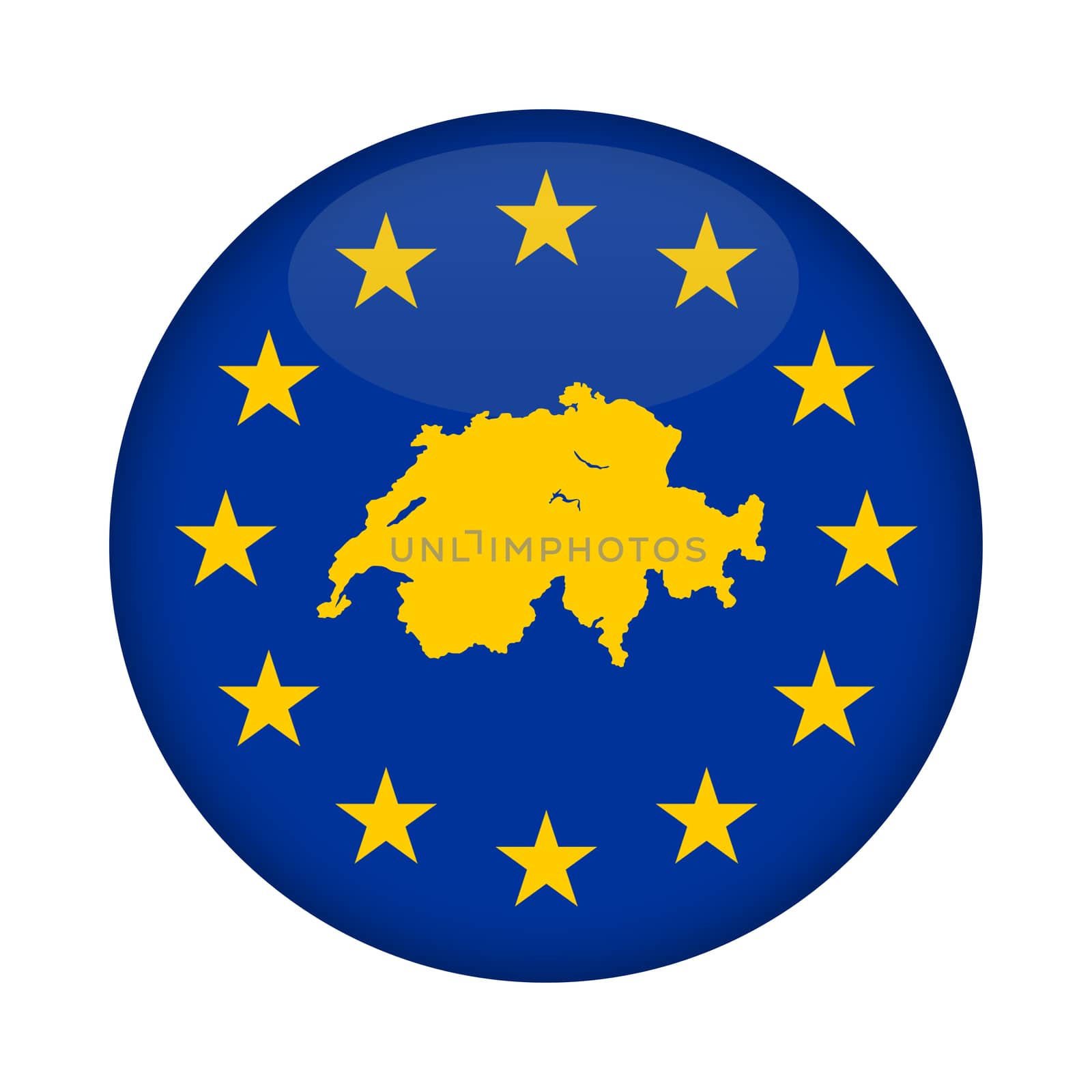 Switzerland map European Union flag button by speedfighter