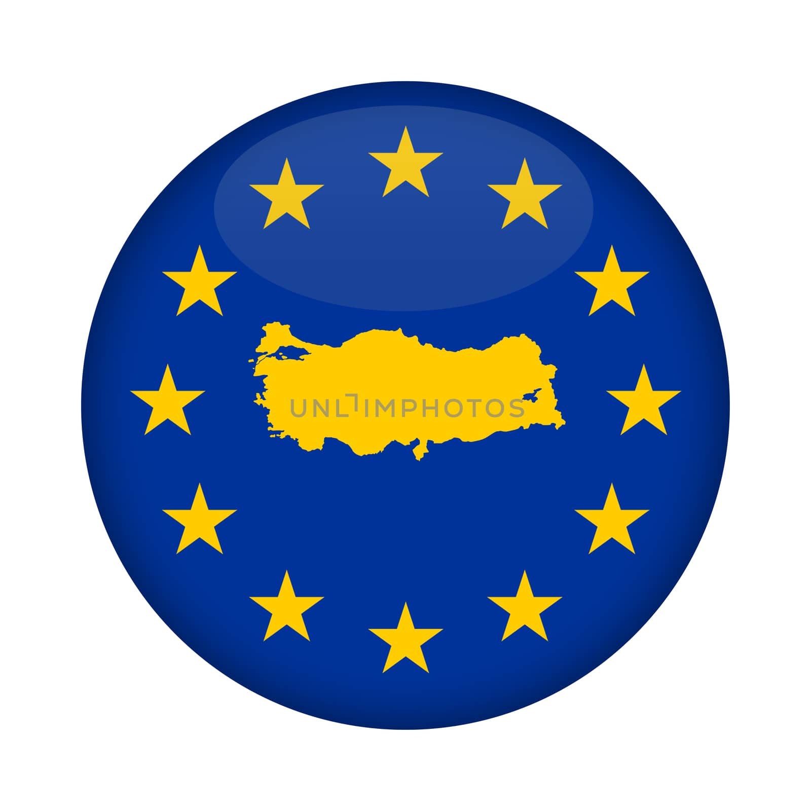Turkey map European Union flag button by speedfighter