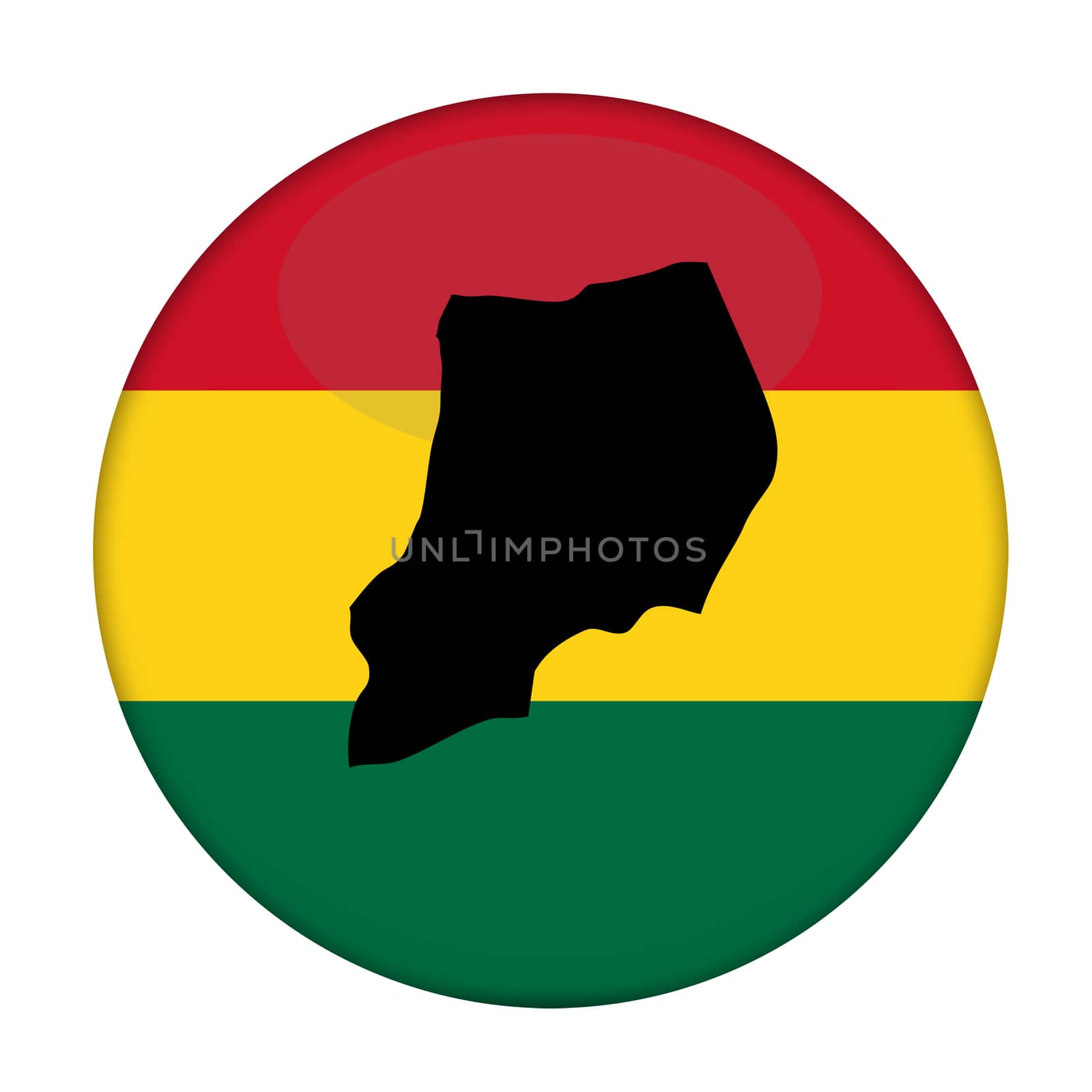 Uganda map on a Rastafarian flag button by speedfighter