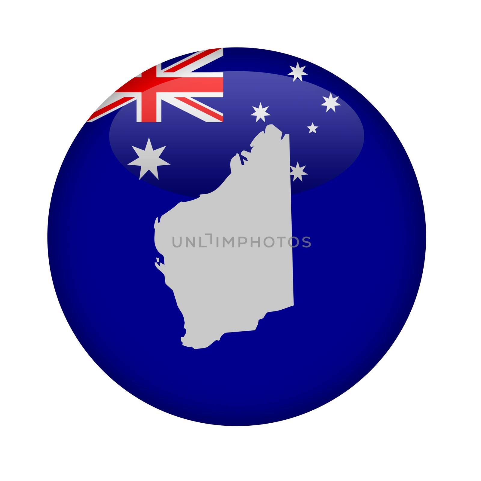 Western Australia map button on a white background.