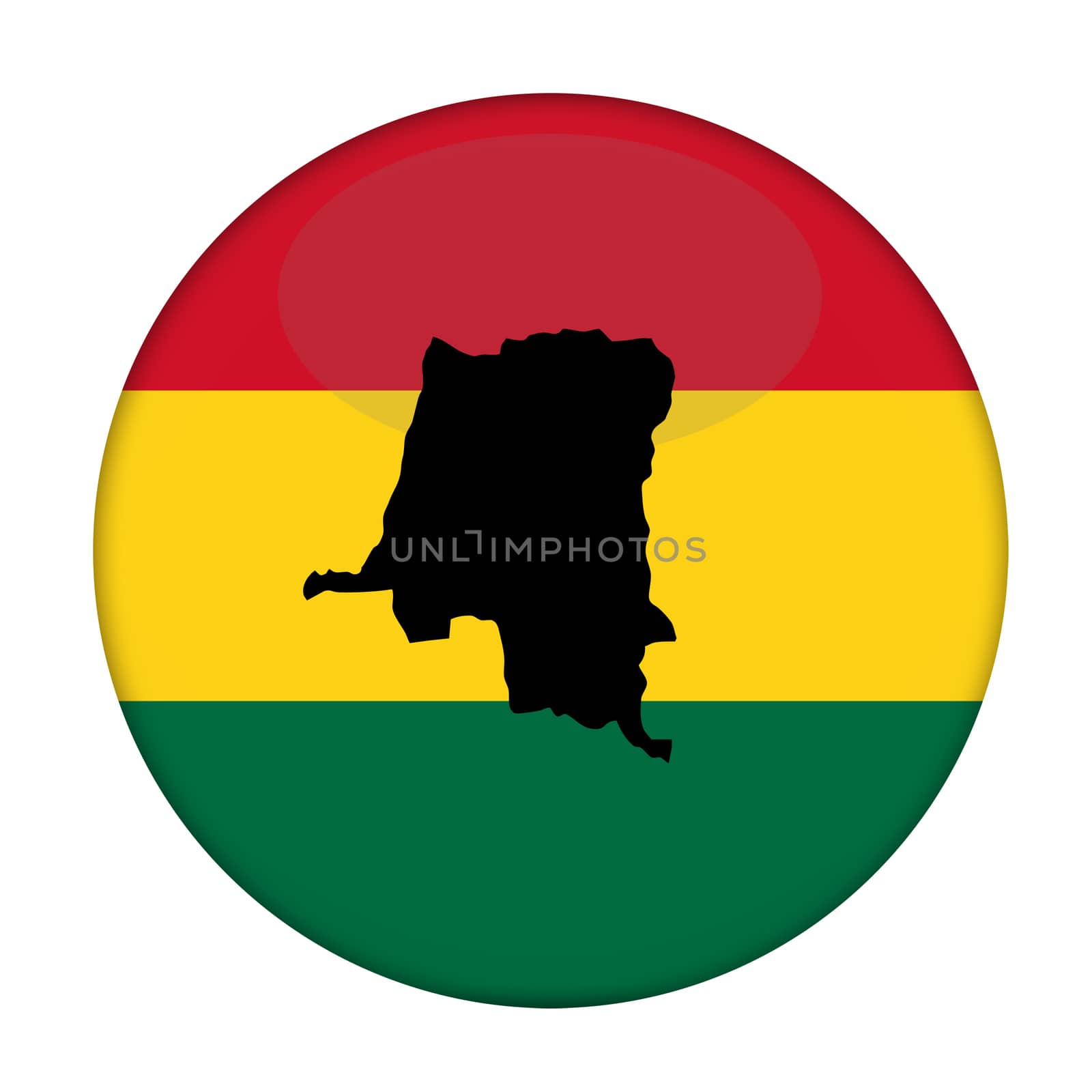 Zaire map on a Rastafarian flag button by speedfighter