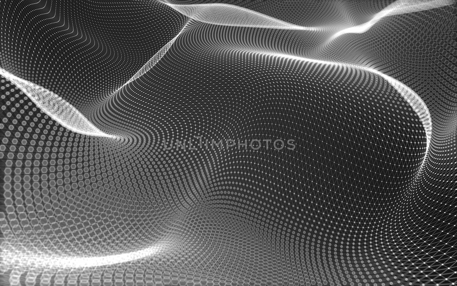 Abstract polygonal space low poly dark background with connecting dots and lines. Connection structure. 3d rendering