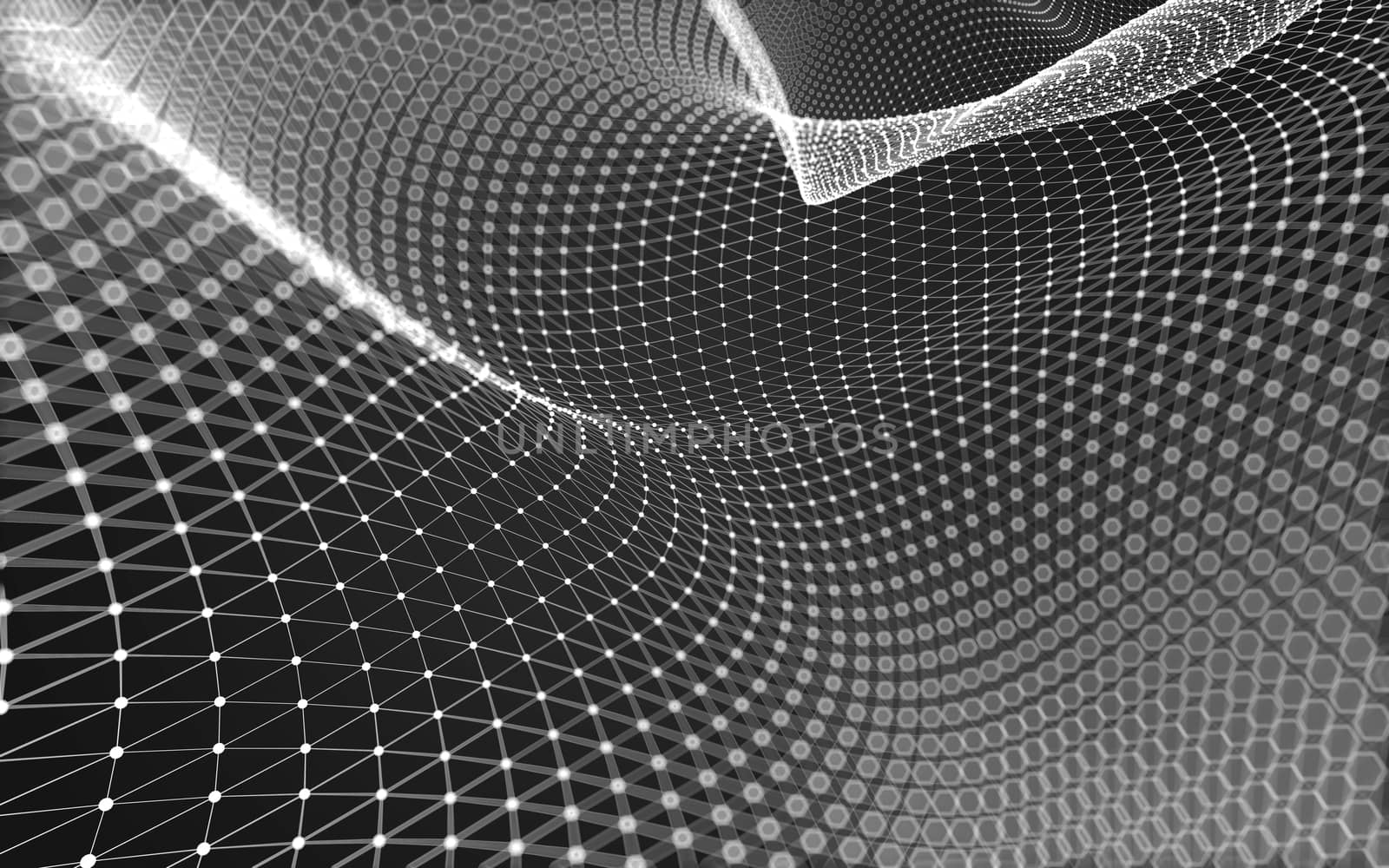 Abstract polygonal space low poly dark background with connecting dots and lines. Connection structure. 3d rendering