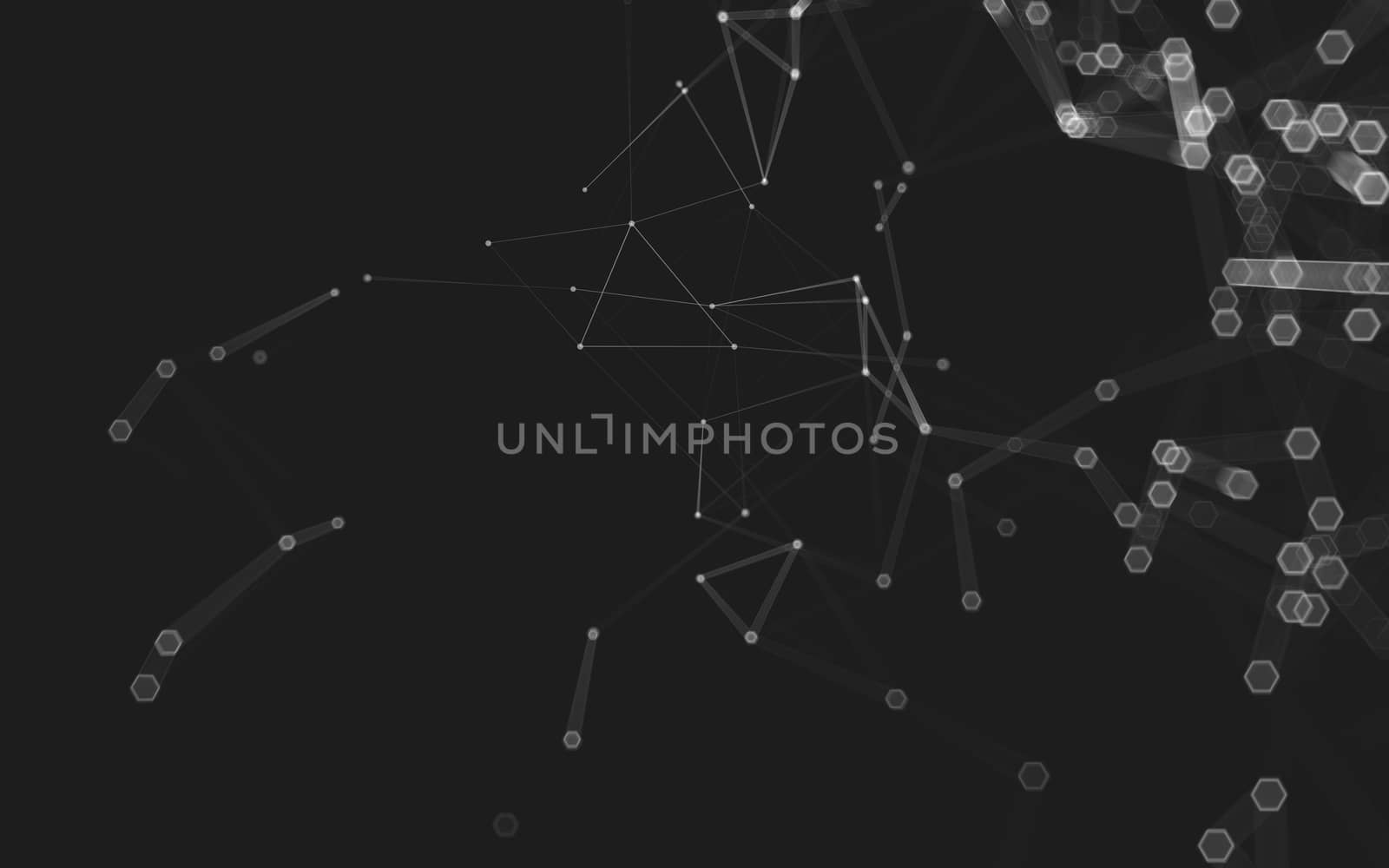 Abstract polygonal space low poly dark background with connecting dots and lines. Connection structure. 3d rendering