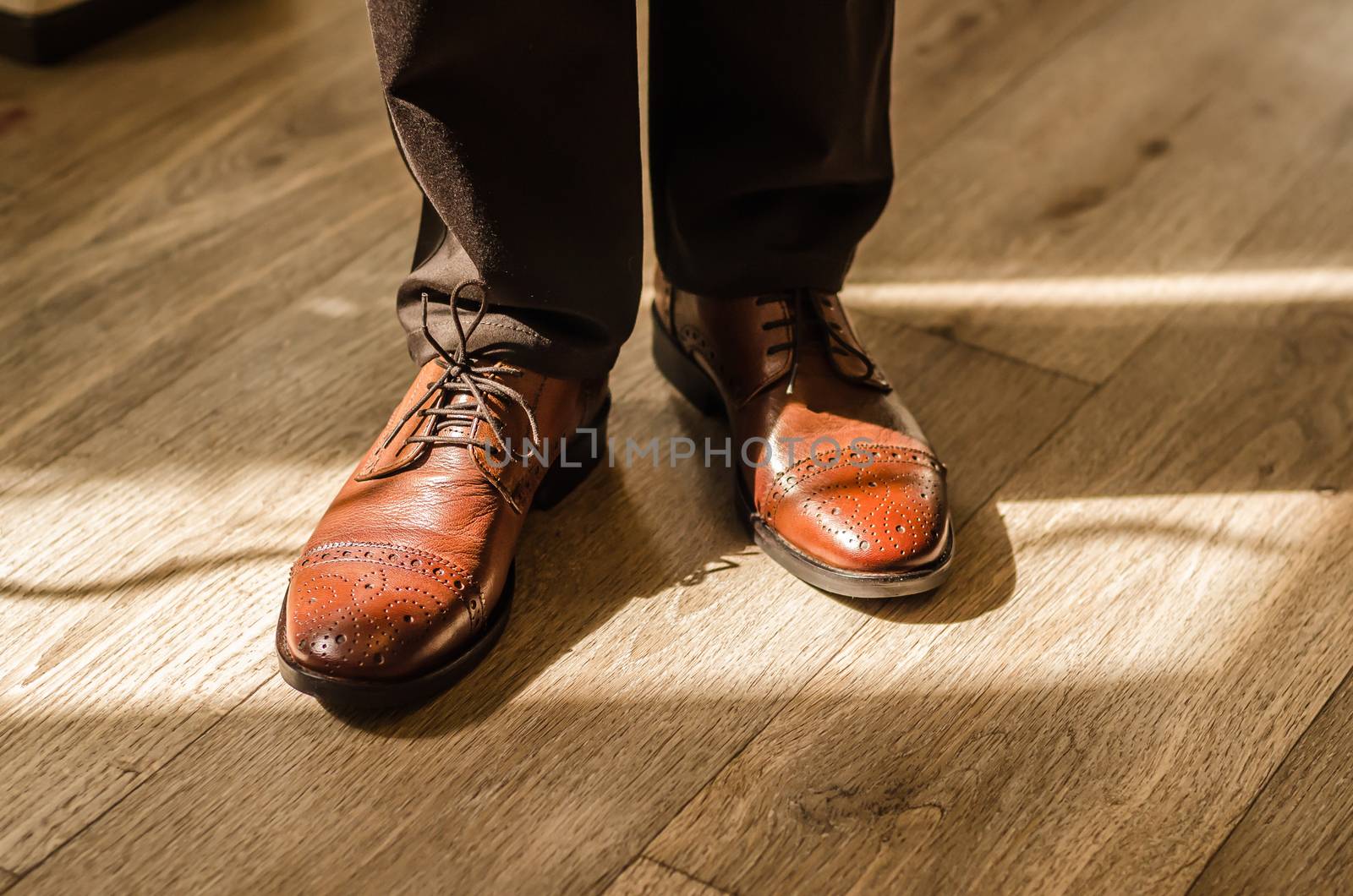 bridal brown leather groom shoes