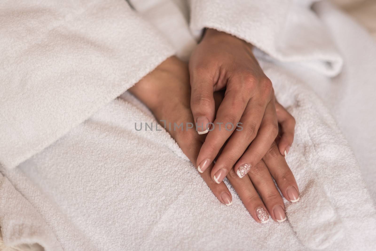 wedding manicure bride in gown