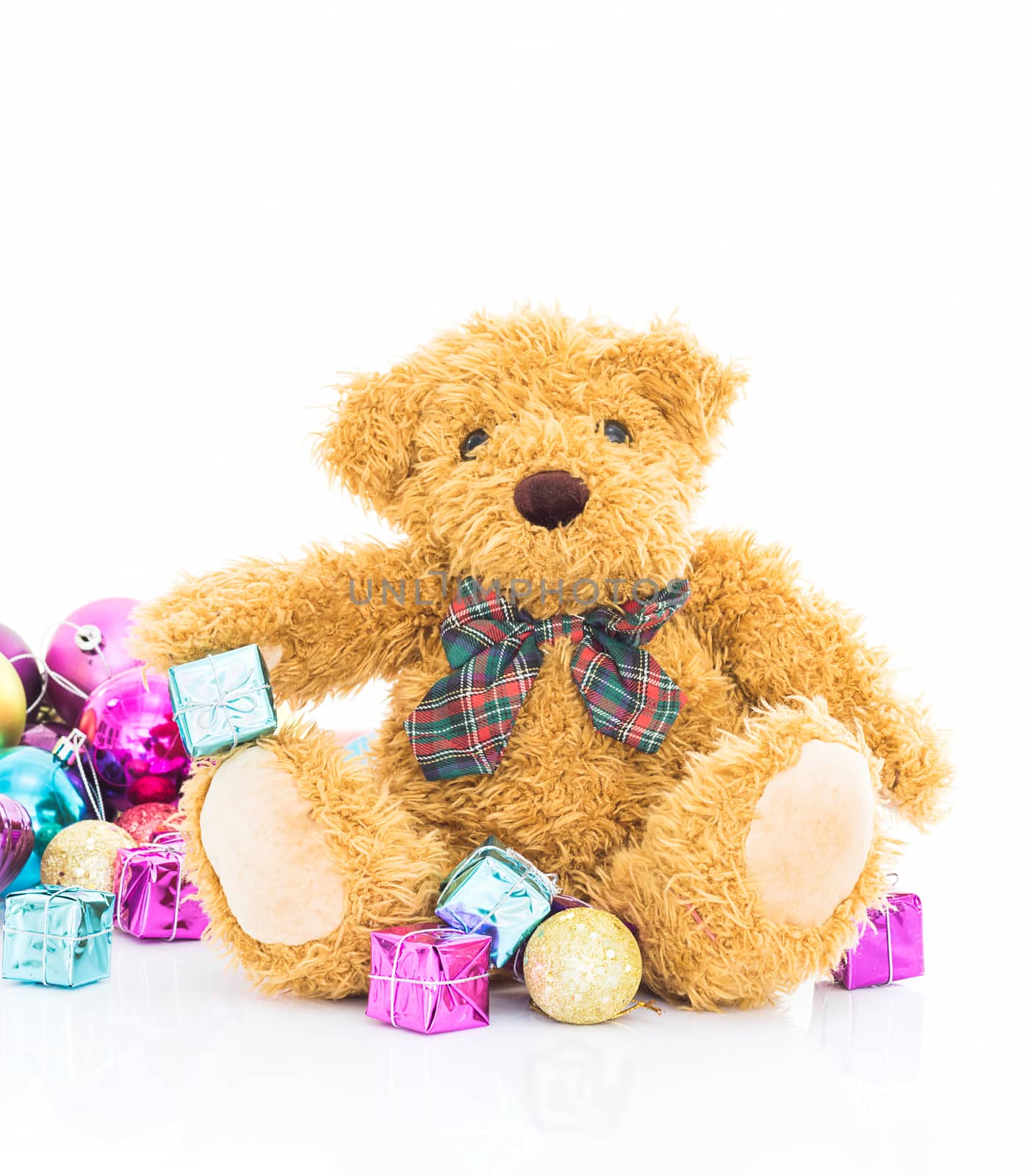 Teddy bear with gifts and ornaments christmas by stoonn