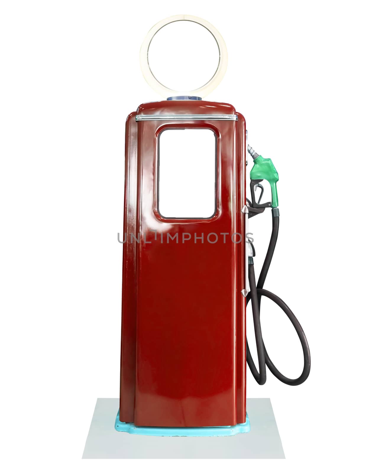 Old brown petrol gasoline pump isolate on white background