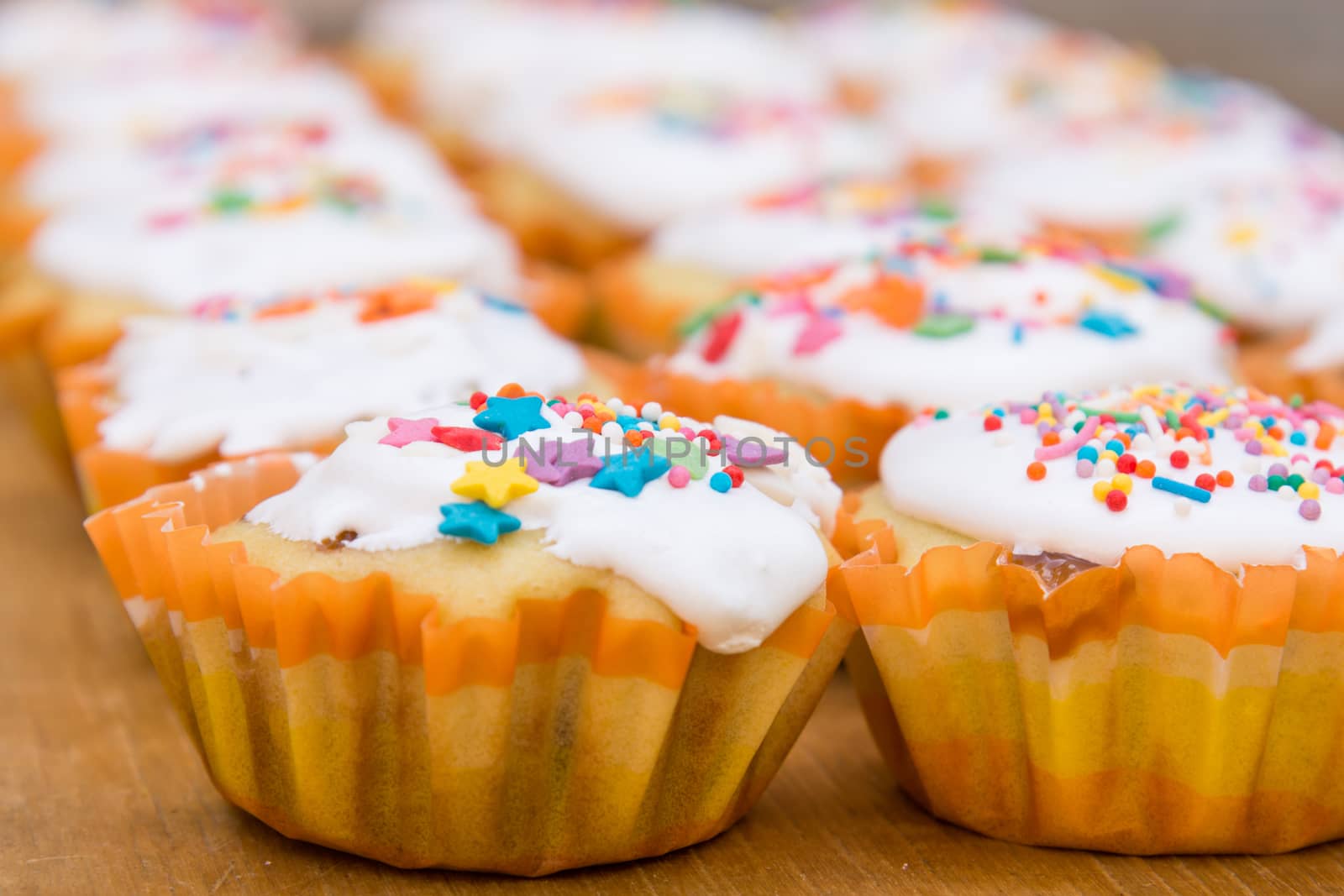 View of a freshly prepared Easter cupcake