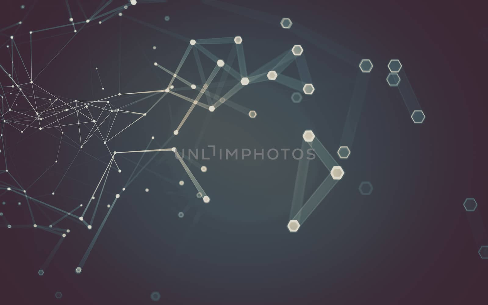 Abstract polygonal space low poly dark background with connecting dots and lines. Connection structure. 3d rendering