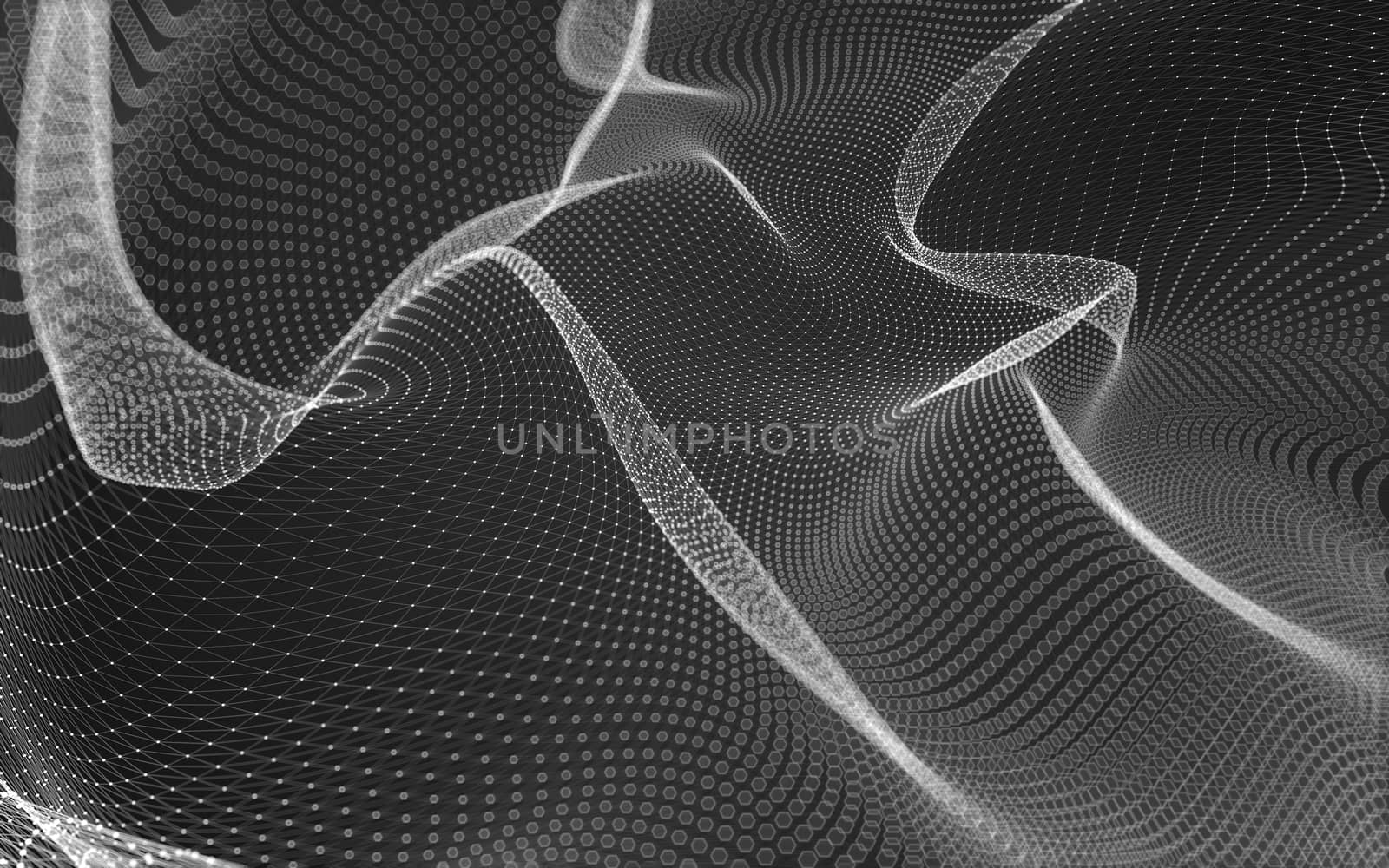 Abstract polygonal space low poly dark background with connecting dots and lines. Connection structure. 3d rendering