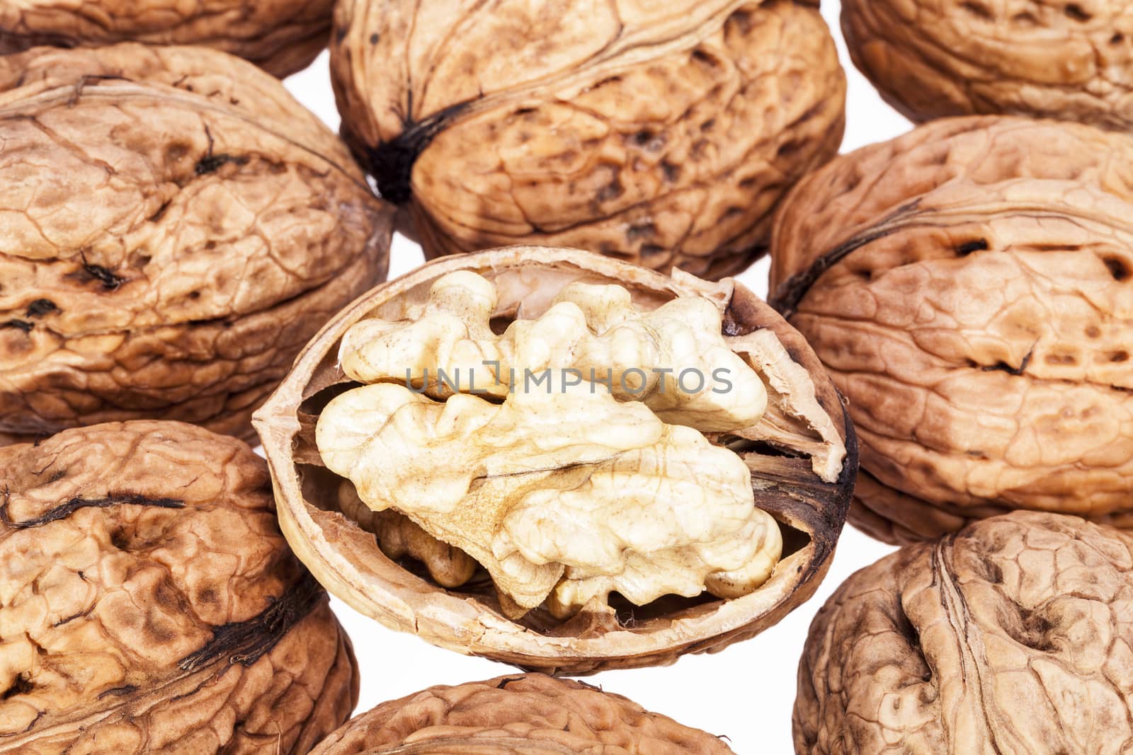 some walnuts isolated on white background